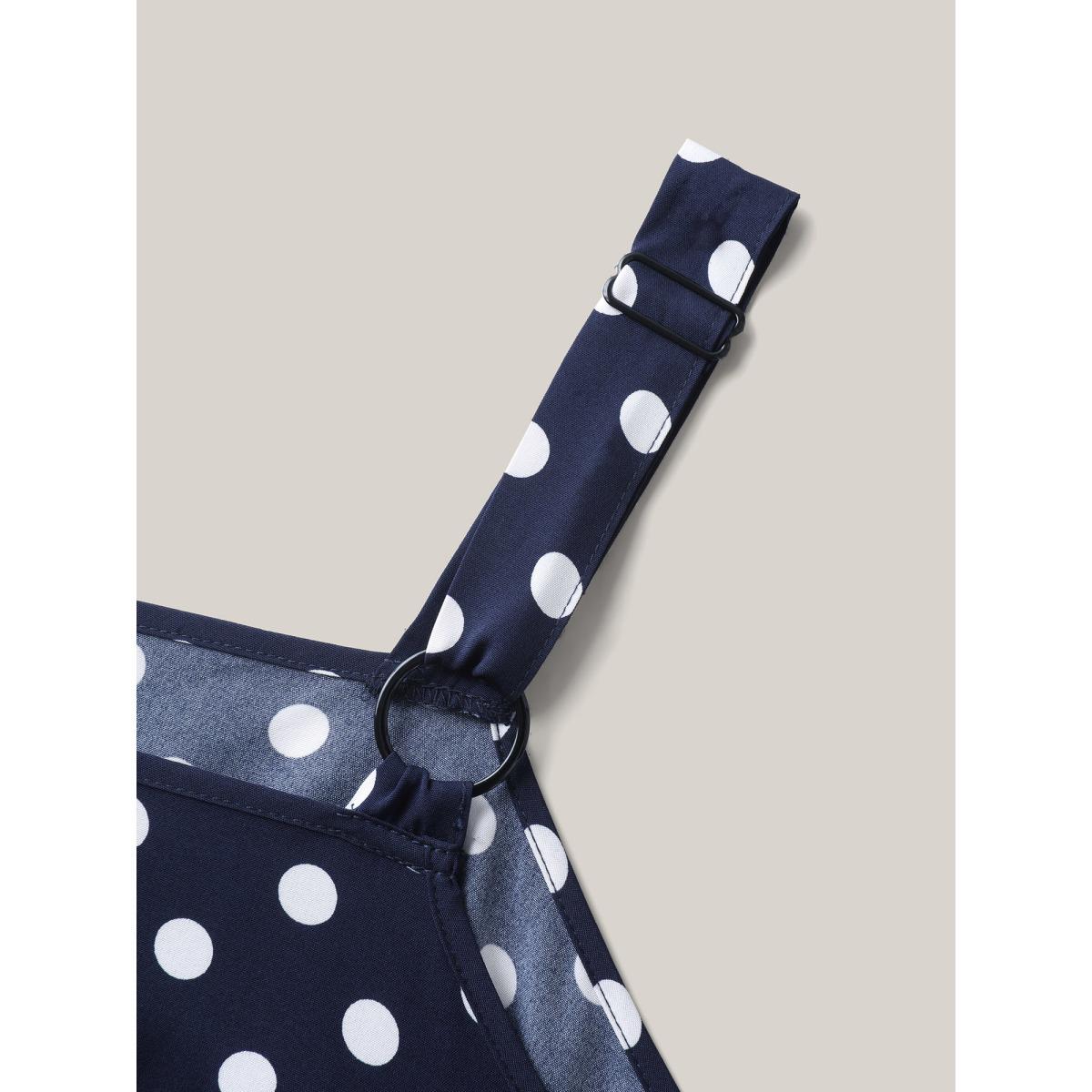 Plus Size Polka Dots Print Adjustable Lace Midi Dress DarkBlue Women Non Sleeveless Curvy BloomChic 22-24/3X Product Image