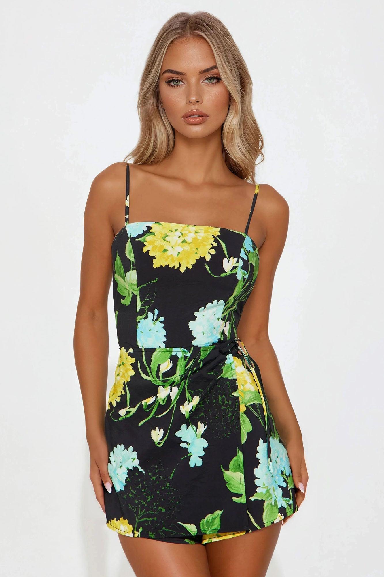 Daisy Floral Romper - Black/combo Female Product Image