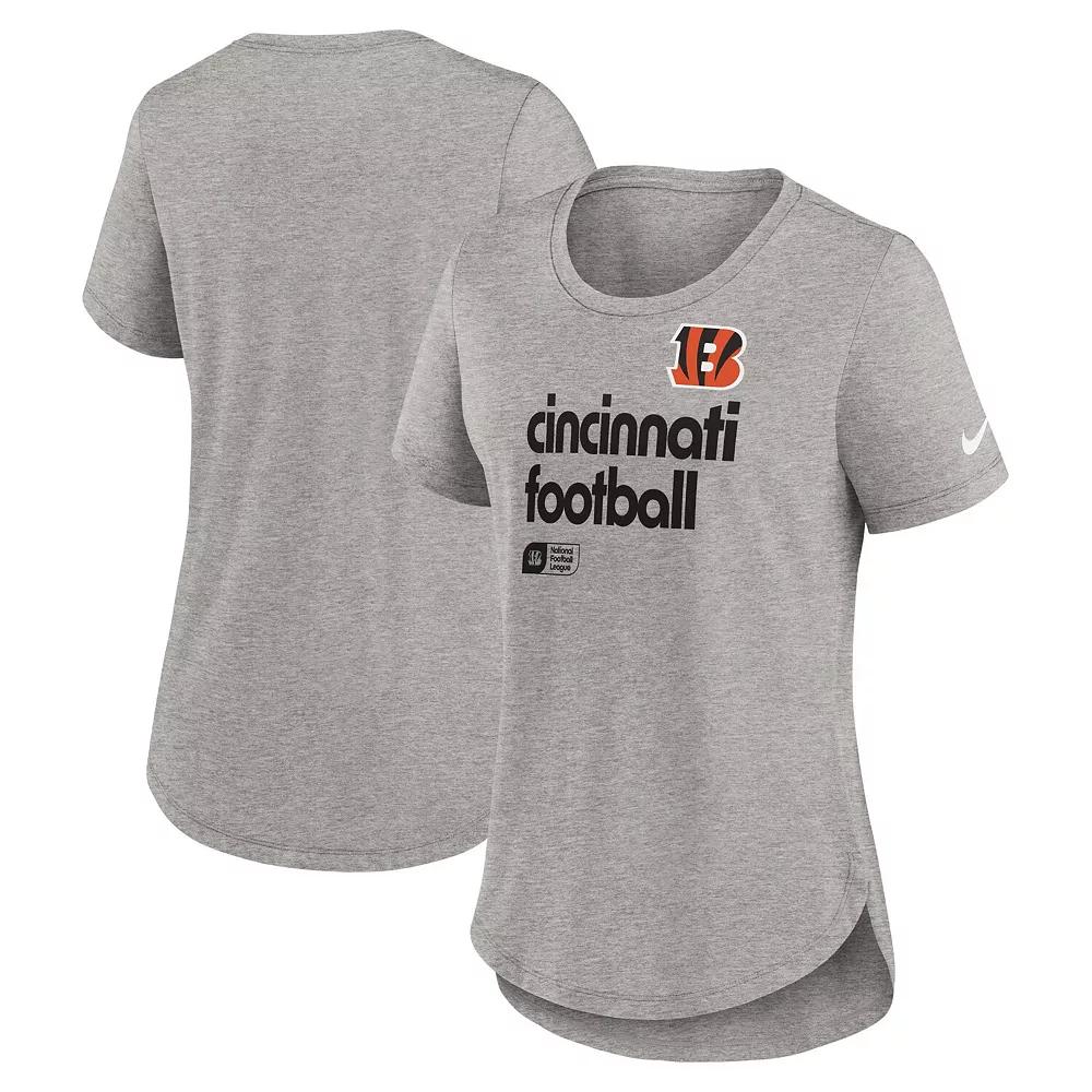 Women's Nike Heather Gray Cincinnati Bengals Fashion Tri-Blend T-Shirt,  Product Image