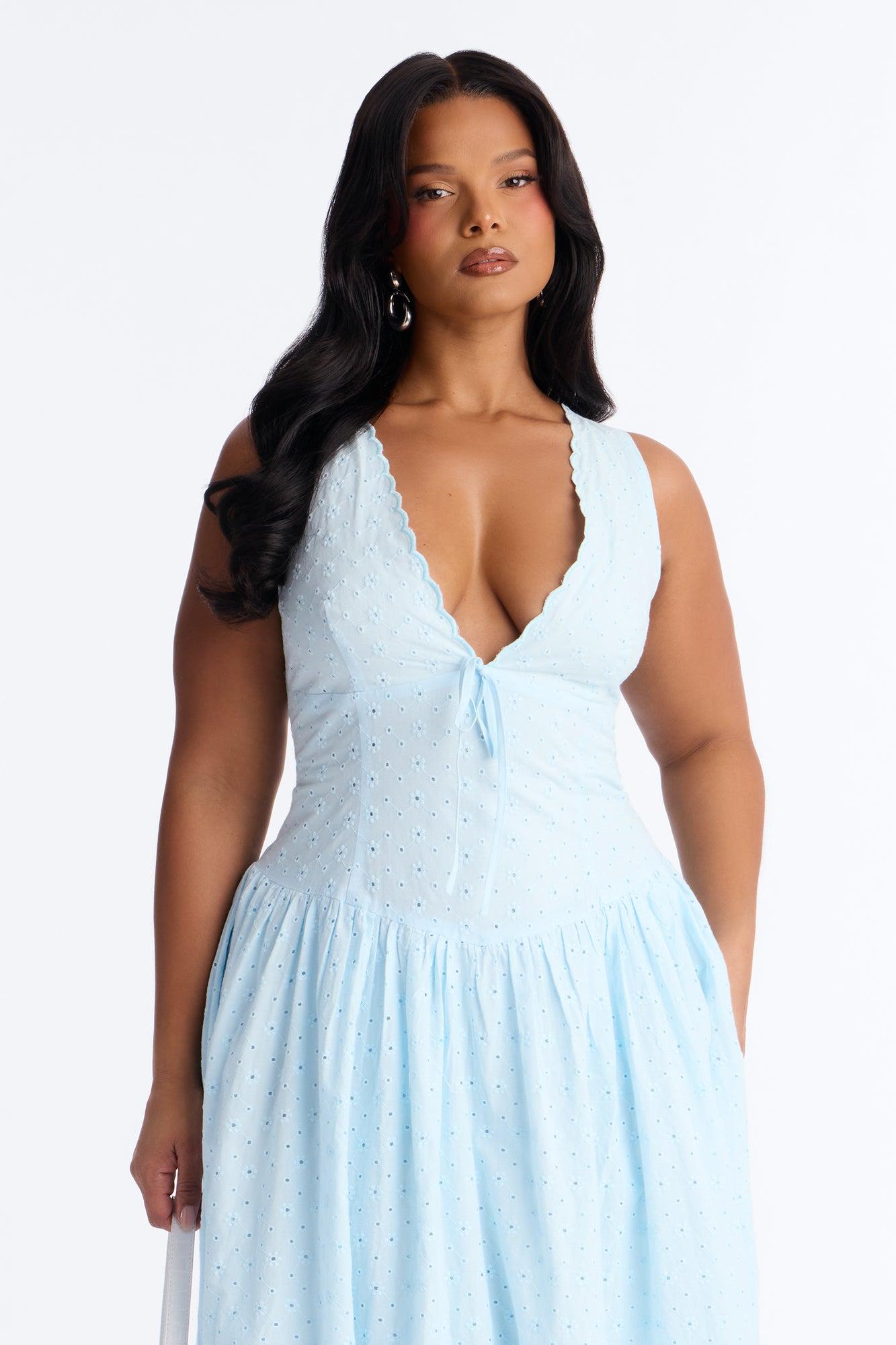 Buttercup Eyelet Midi Dress - Light Blue Female Product Image