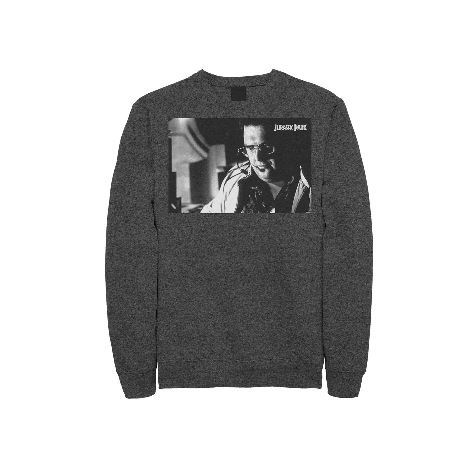 Men's Jurassic Park Dennis Nedry Computer Work Sweatshirt, Size: Medium, Grey Heather Product Image