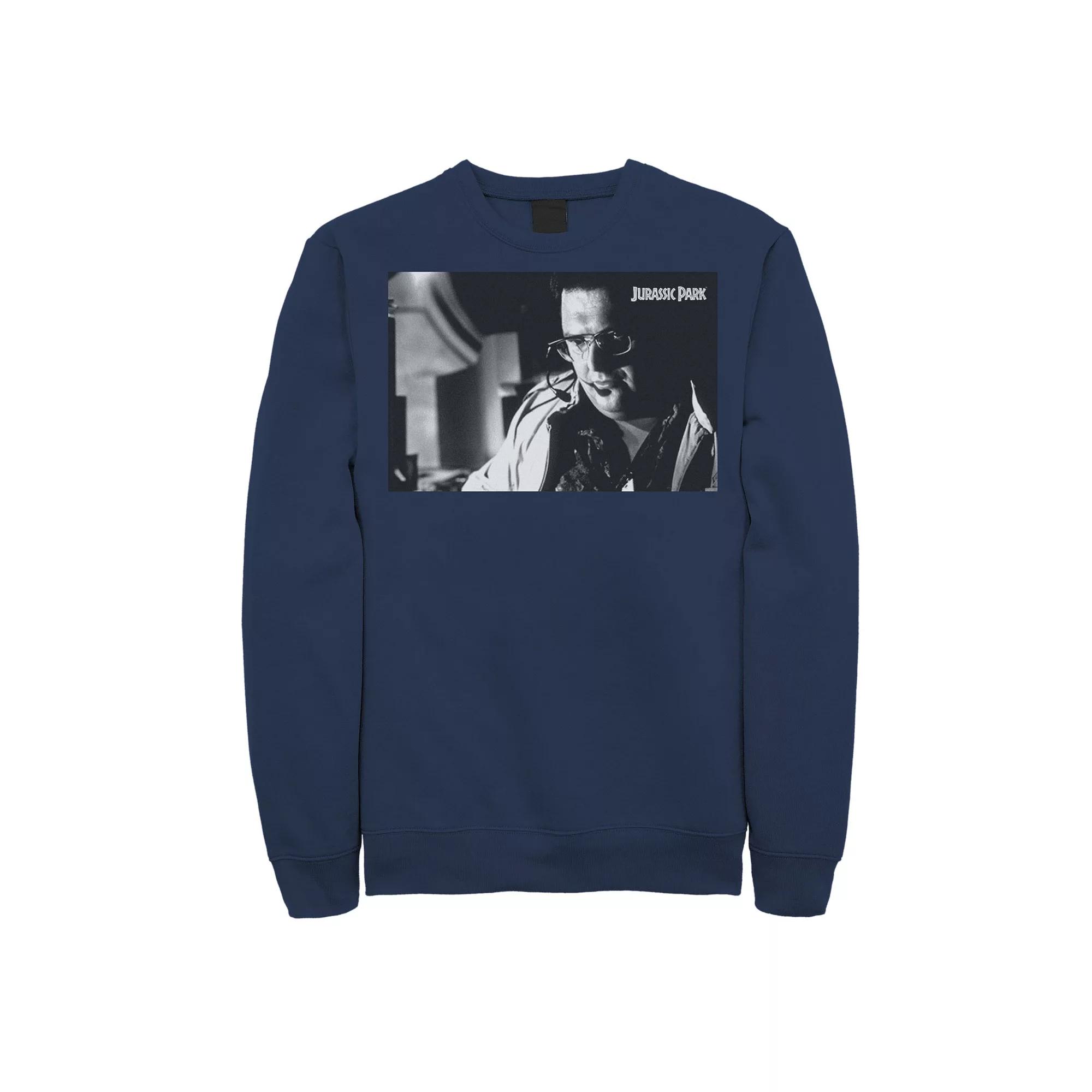 Men's Jurassic Park Dennis Nedry Computer Work Sweatshirt, Size: Medium, Grey Heather Product Image