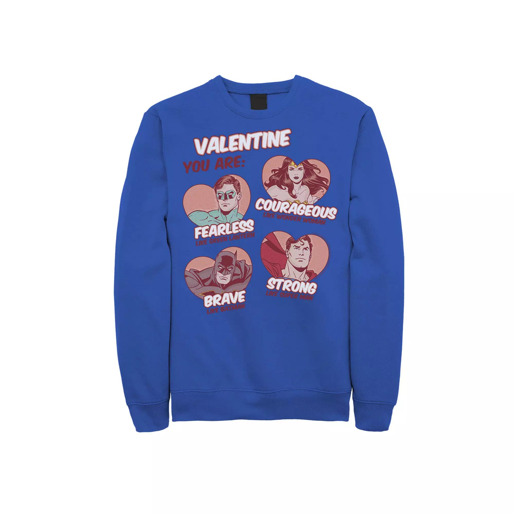 Men's DC Comics Justice League Valentine You Are Heart Portraits Sweatshirt,  Product Image