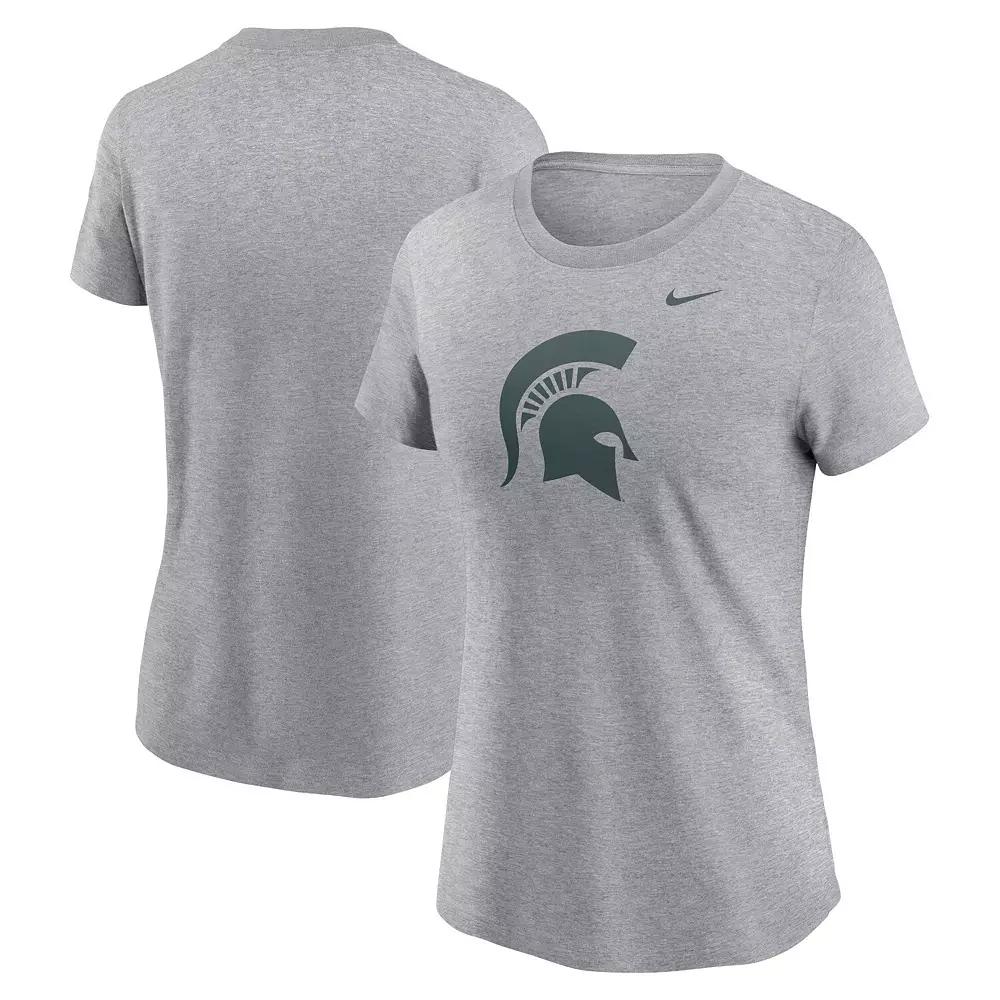 Women's Nike Heather Gray Michigan State Spartans Primetime Evergreen Logo T-Shirt,  Product Image