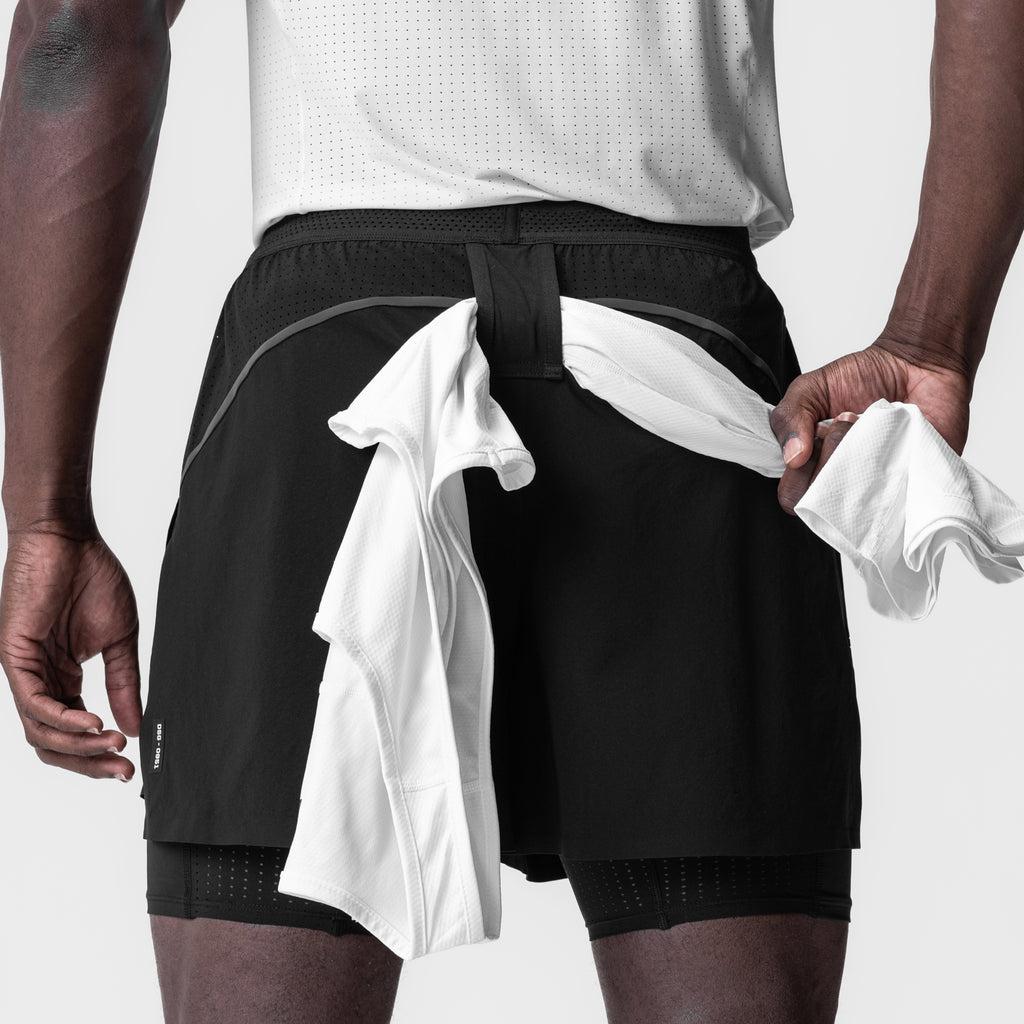 0951. Aerotex™ 4" High Split Liner Short - Black/Black Male Product Image
