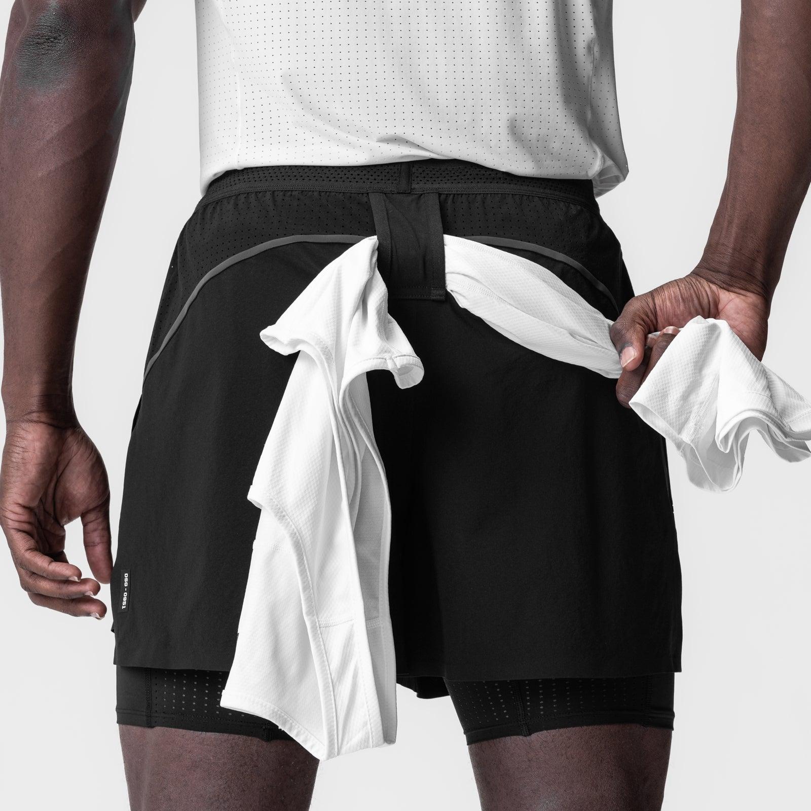 0951. Aerotex™ 4" High Split Liner Short - Black/Black Male Product Image