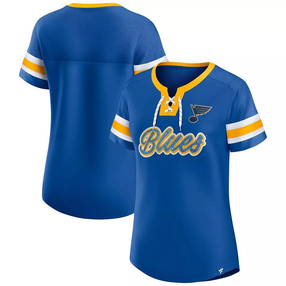 Women's Fanatics Blue St. Louis Blues Iconic Athena Lace-Up T-Shirt,  Product Image