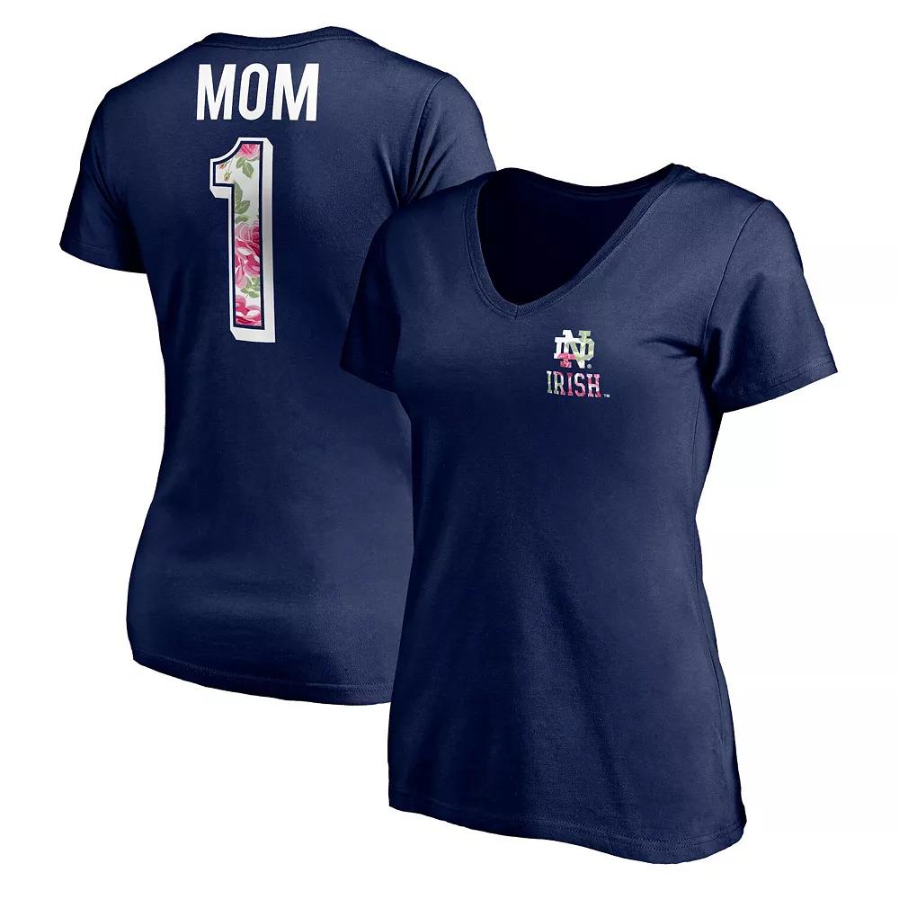 Women's Fanatics Branded Navy Notre Dame Fighting Irish Mother's Day Logo V-Neck T-Shirt, Size: Medium, Blue Product Image