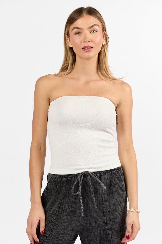 Coastal Pursuit Ivory Strapless Textured Knit Top FINAL SALE Product Image