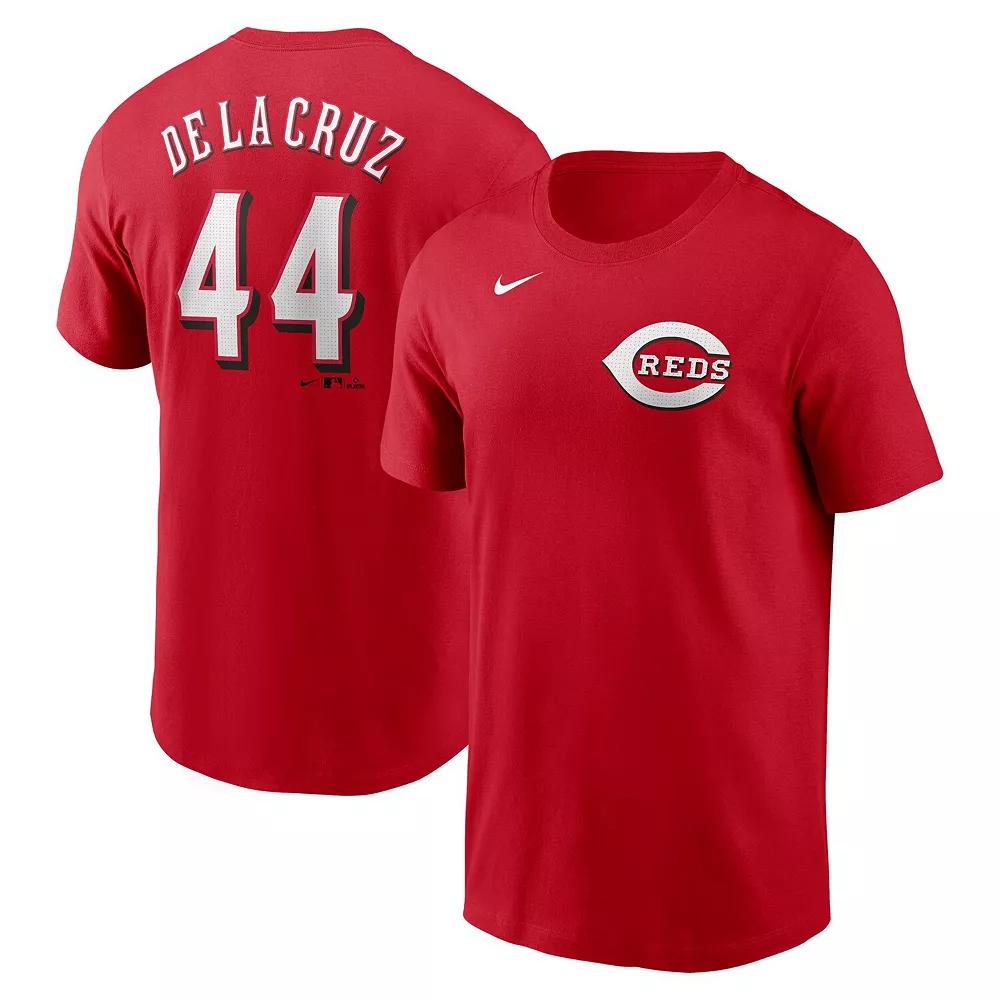 Men's Nike Elly De La Cruz Red Cincinnati Reds Fuse Name & Number T-Shirt,  Product Image