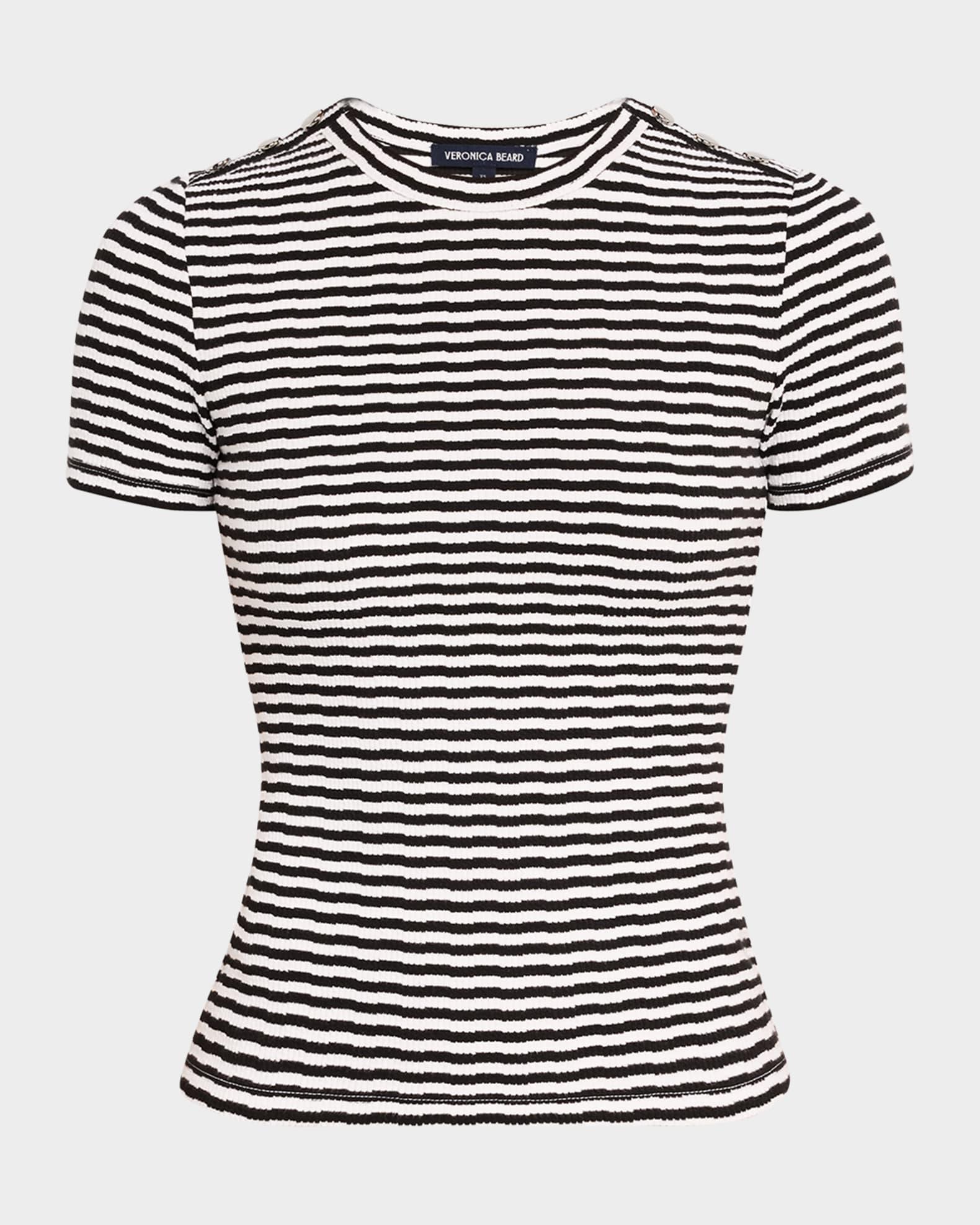 Draya Short-Sleeve Stripe Button Tee Product Image