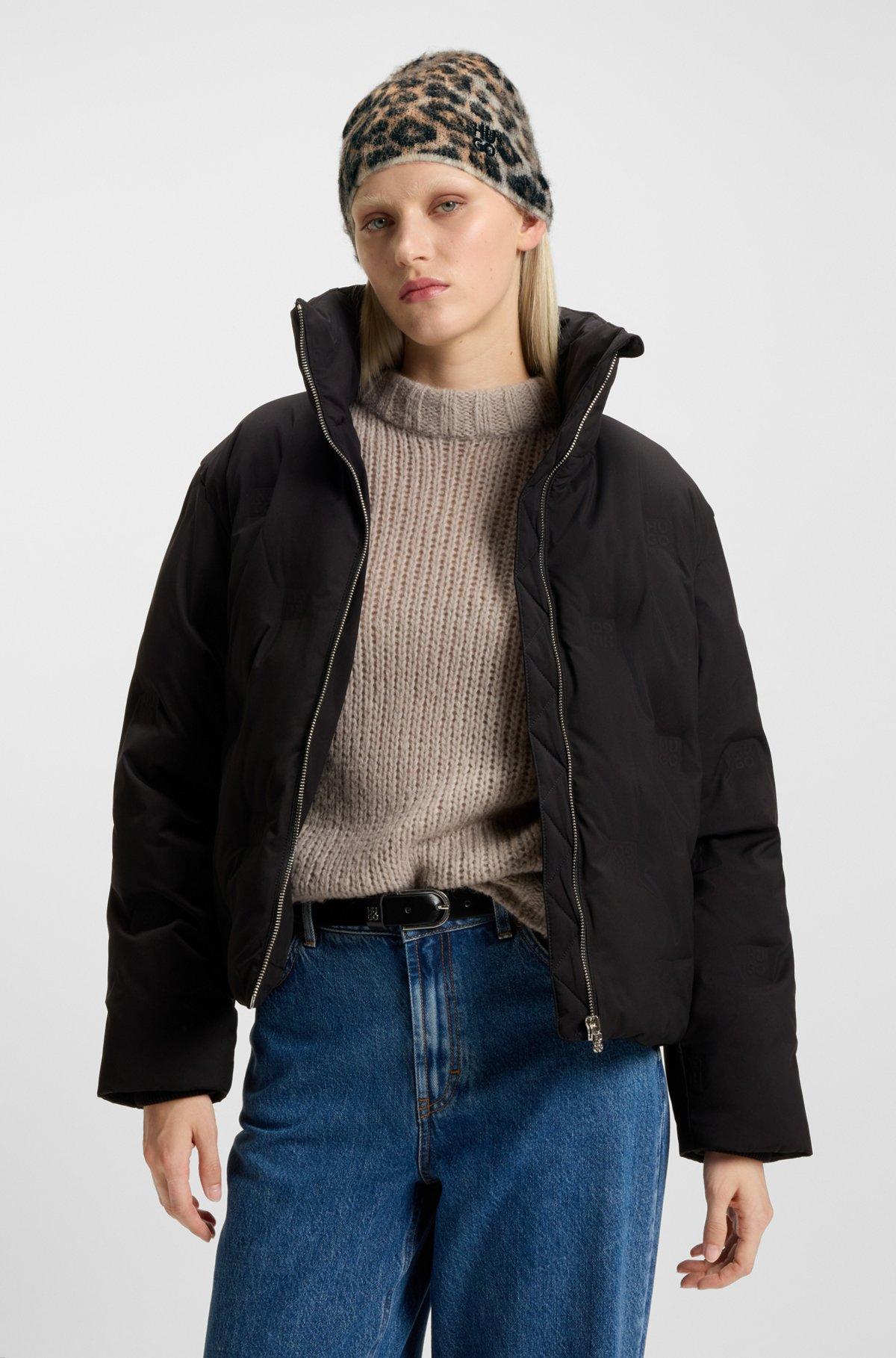 Leopard-jacquard beanie hat with alpaca Product Image