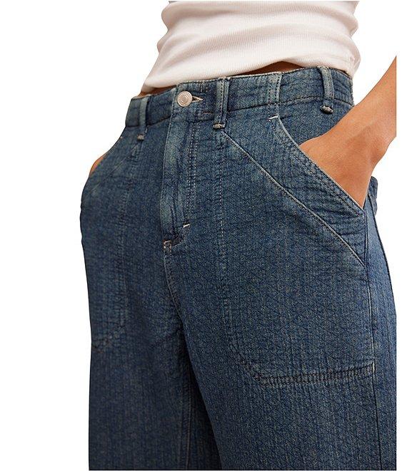 Free People Midnight Voyage Mid Rise Straight Leg Cropped Harem Style Jeans Product Image