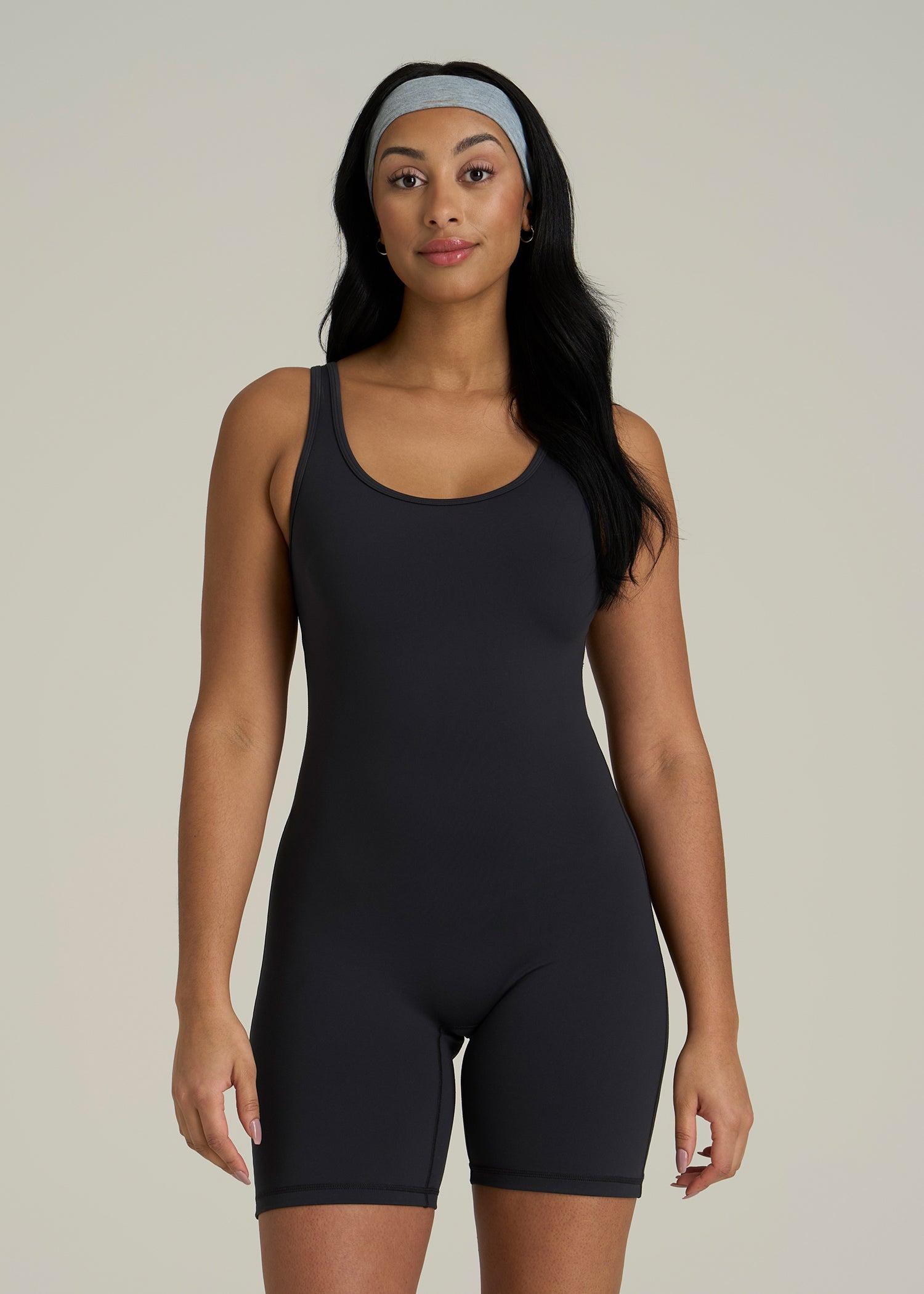 Balance Scoopneck Romper for Tall Women in Black Female Product Image