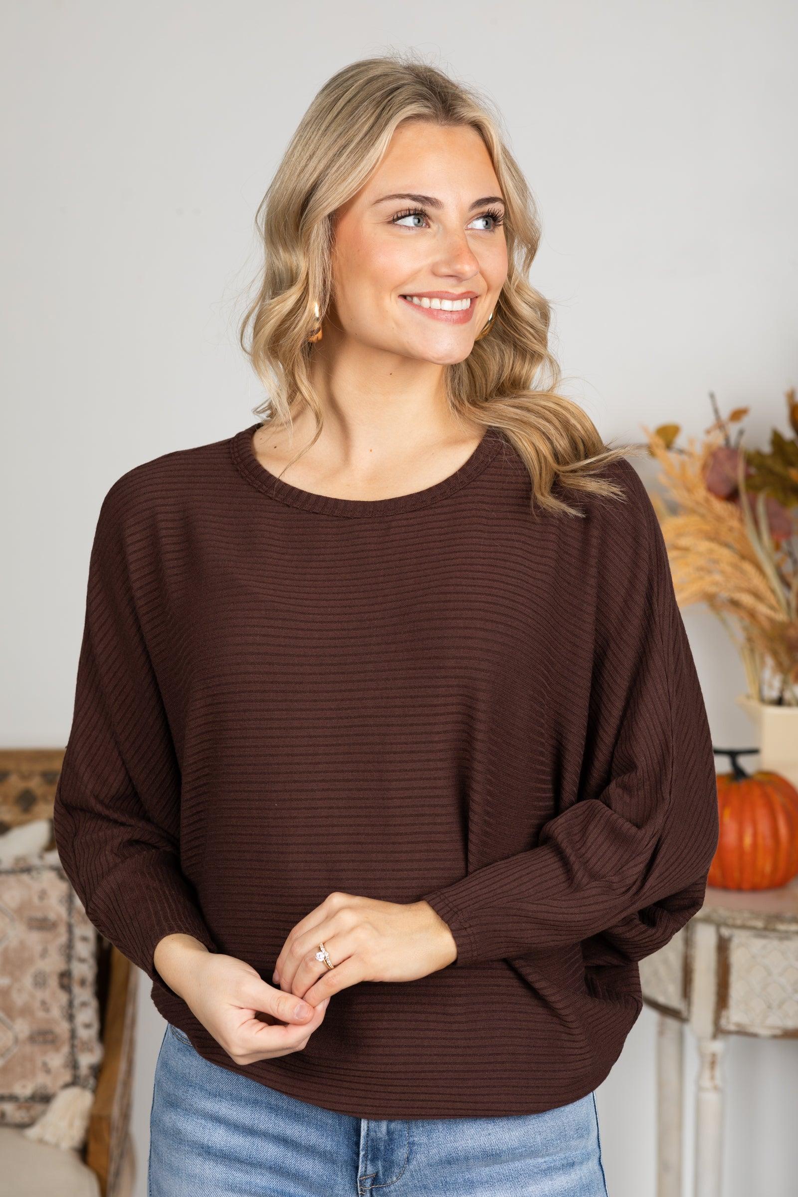 Ribbed Dolman Sleeve Lightweight Sweater Product Image