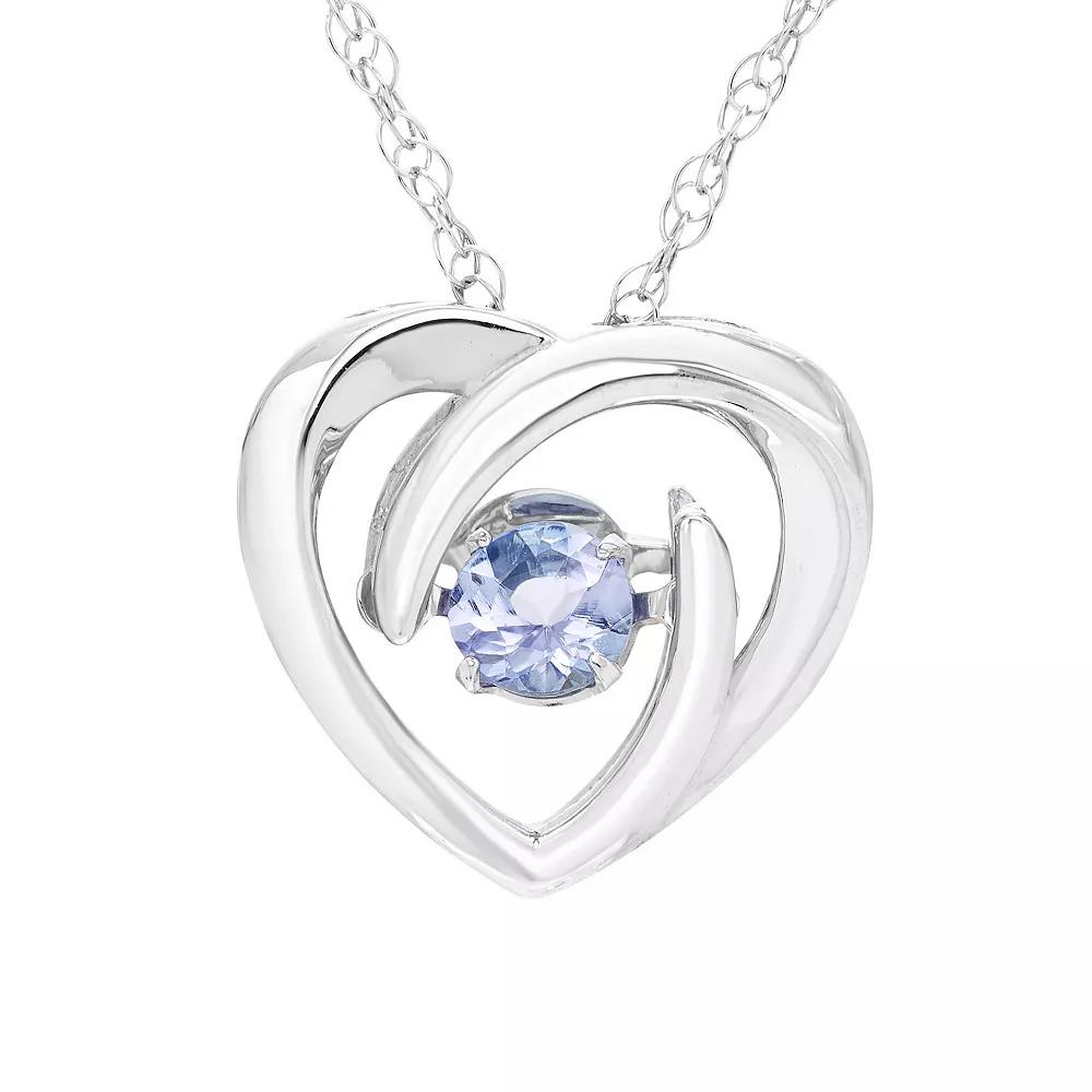 Boston Bay Diamonds Brilliance in Motion Sterling Silver Dancing Gemstone Heart Pendant, Women's, Size: 18", Tanzanite Product Image