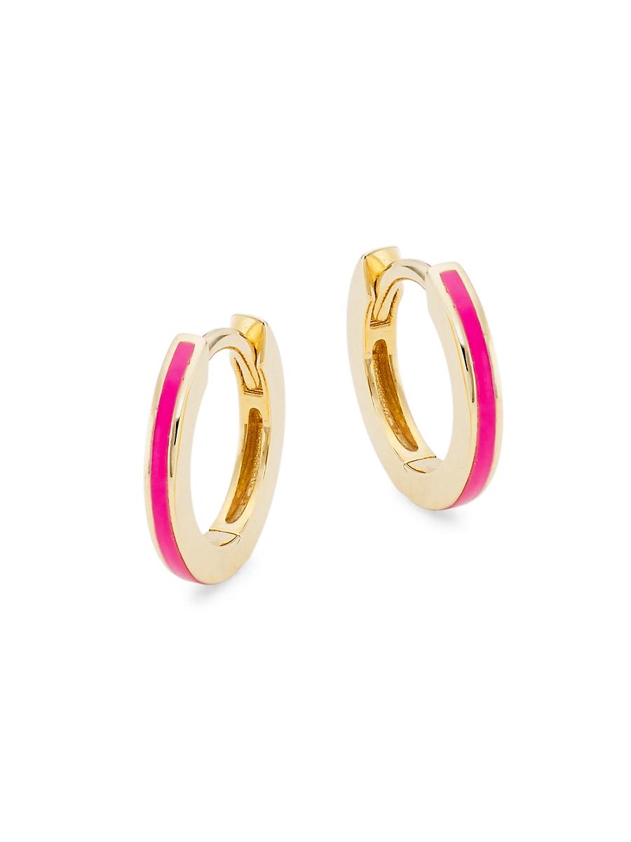 Womens Kat 14K Yellow Gold & Enamel Huggie Hoop Earrings Product Image