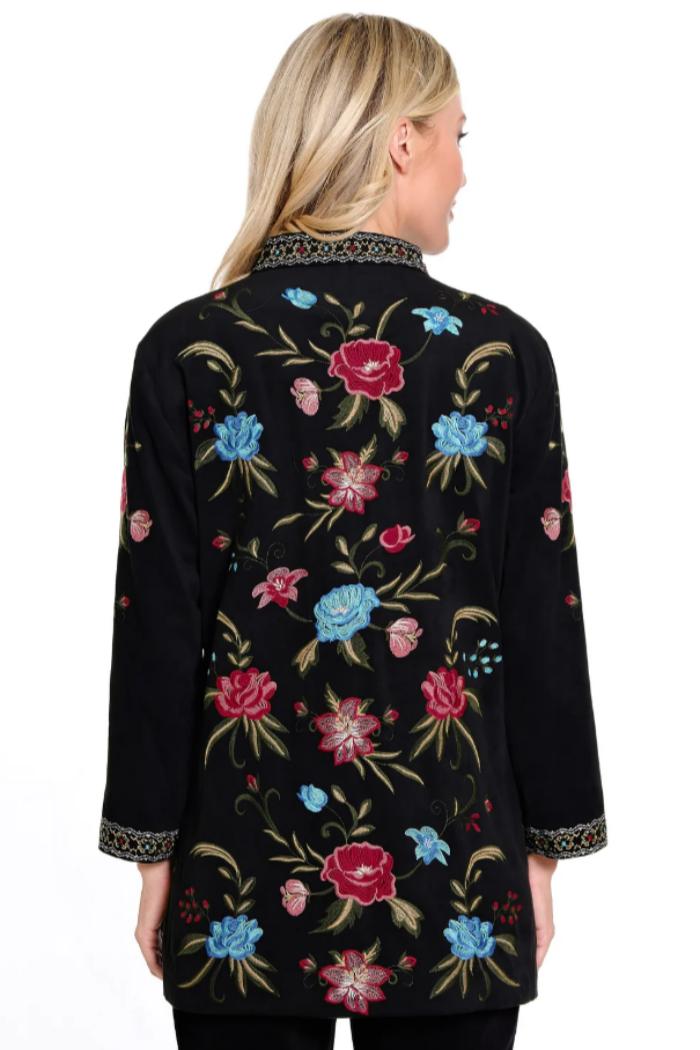 Faux Suede All Over Embroidered Jacket Product Image