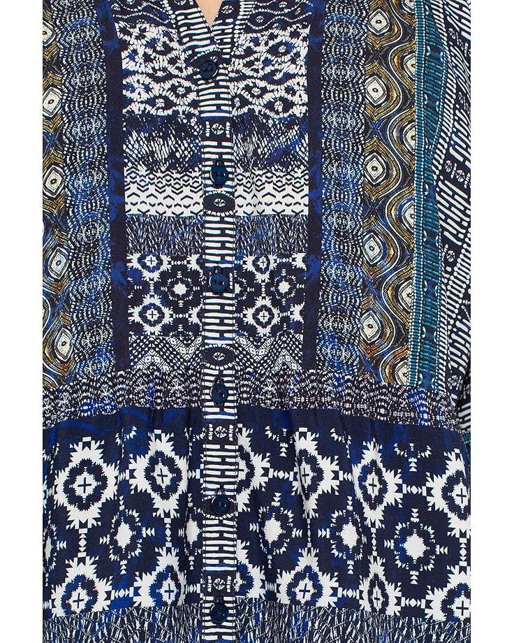 Petite 3/4 Sleeve Button Front Woven Blouse Product Image