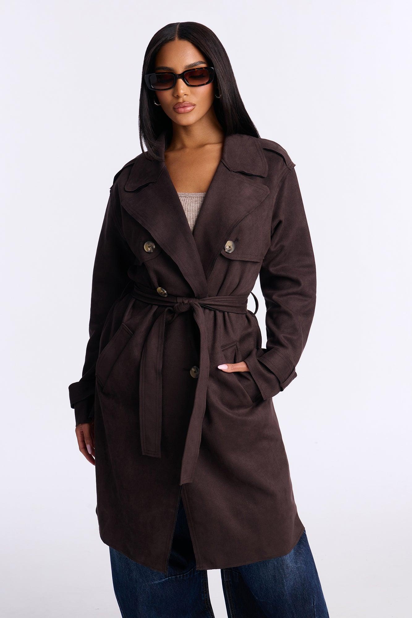 Hailey Belted Trench Coat - Chocolate Female Product Image