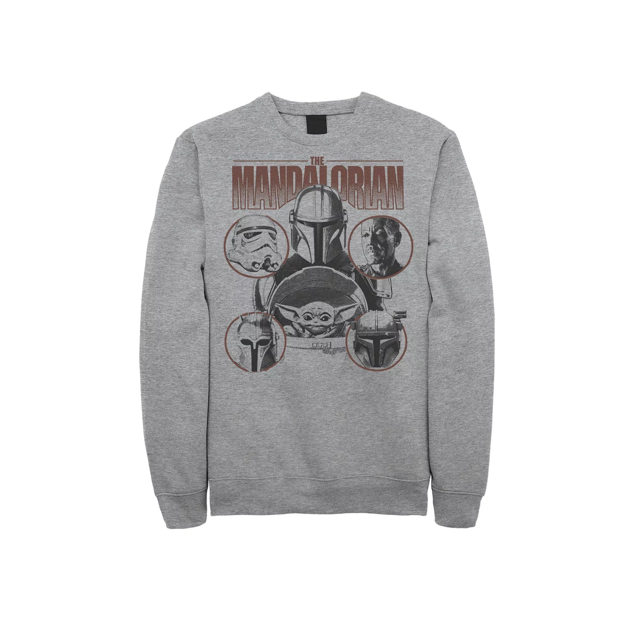 Men's Star Wars The Mandalorian Greyscale Ally Portrait Panels Sweatshirt,  Product Image