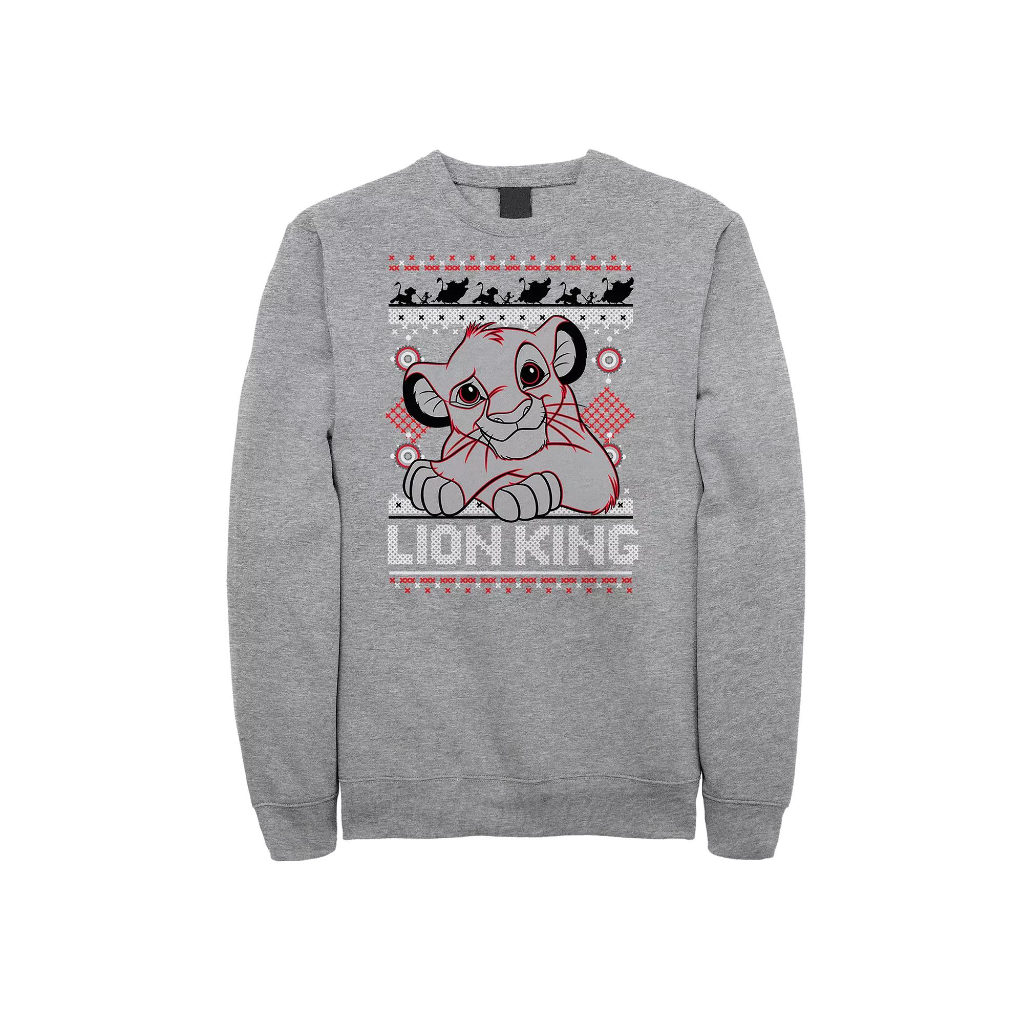 Men's Disney's Lion King Simba Holiday Heather Fleece Sweatshirt,  Product Image