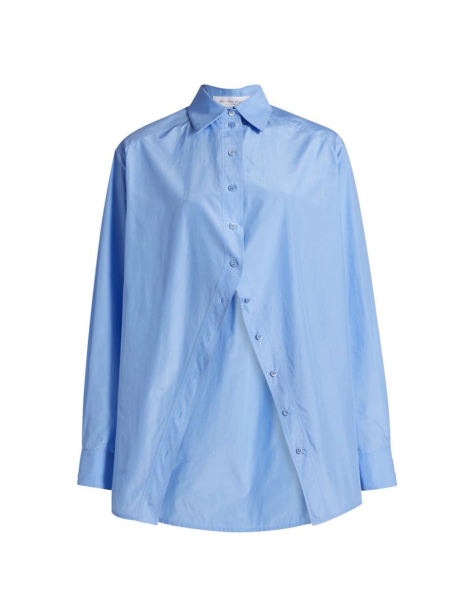 Womens Silk-Cotton Button-Front Shirt Product Image