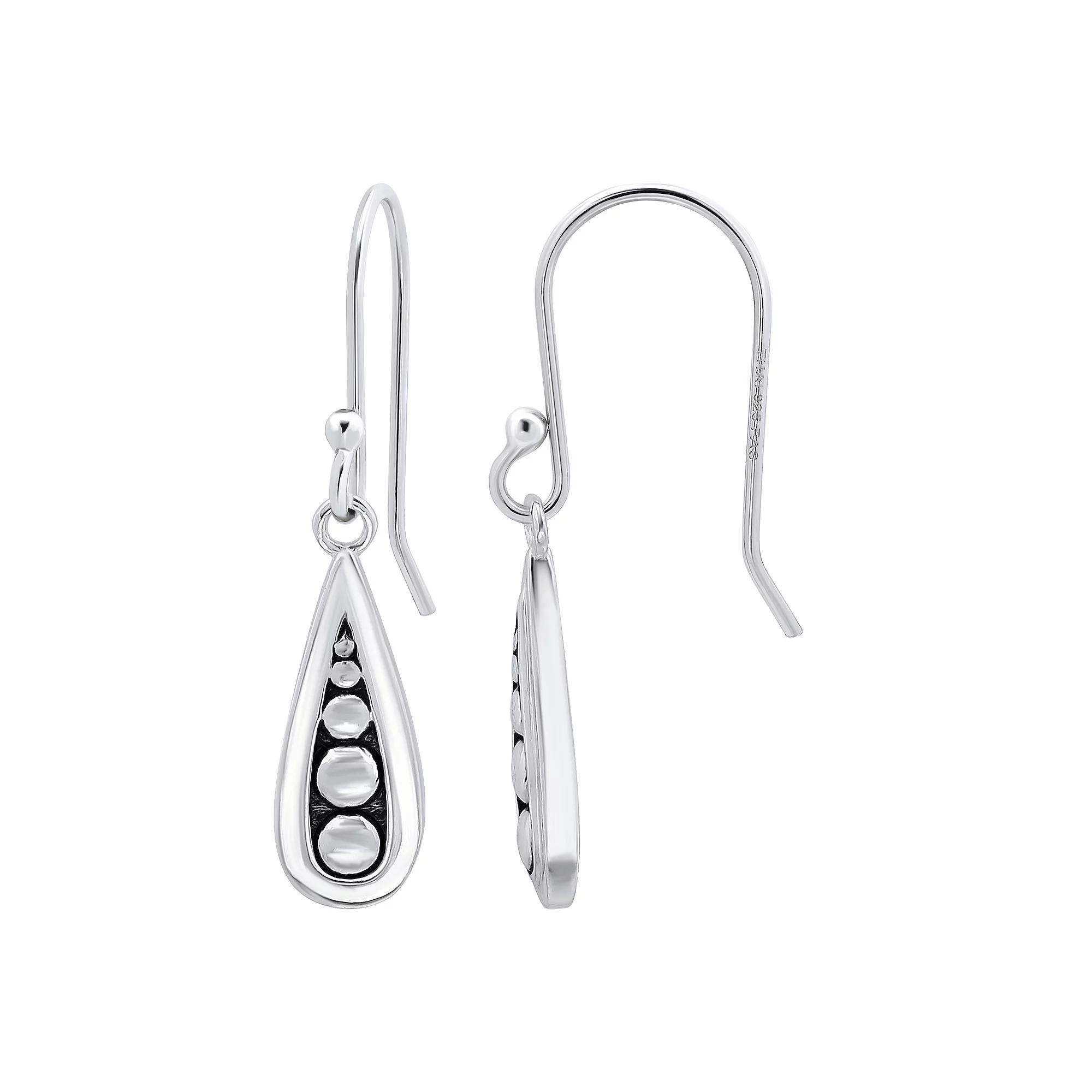 Aleure Precioso Sterling Silver Teardrop Beaded Fishhook Earrings, Womens Product Image