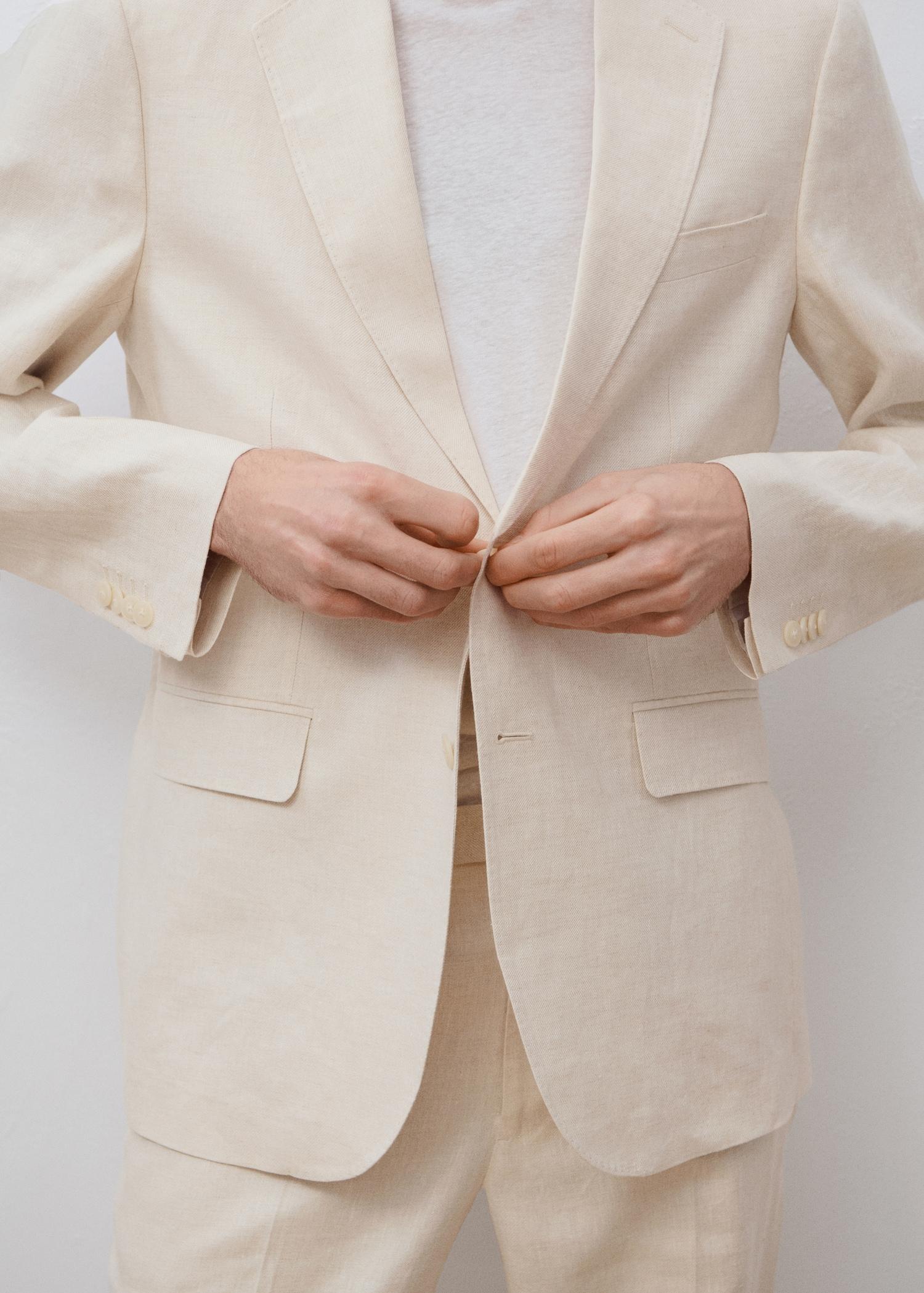 Amalfi 100% linen slim-fit suit blazer - Men | MANGO USA Product Image