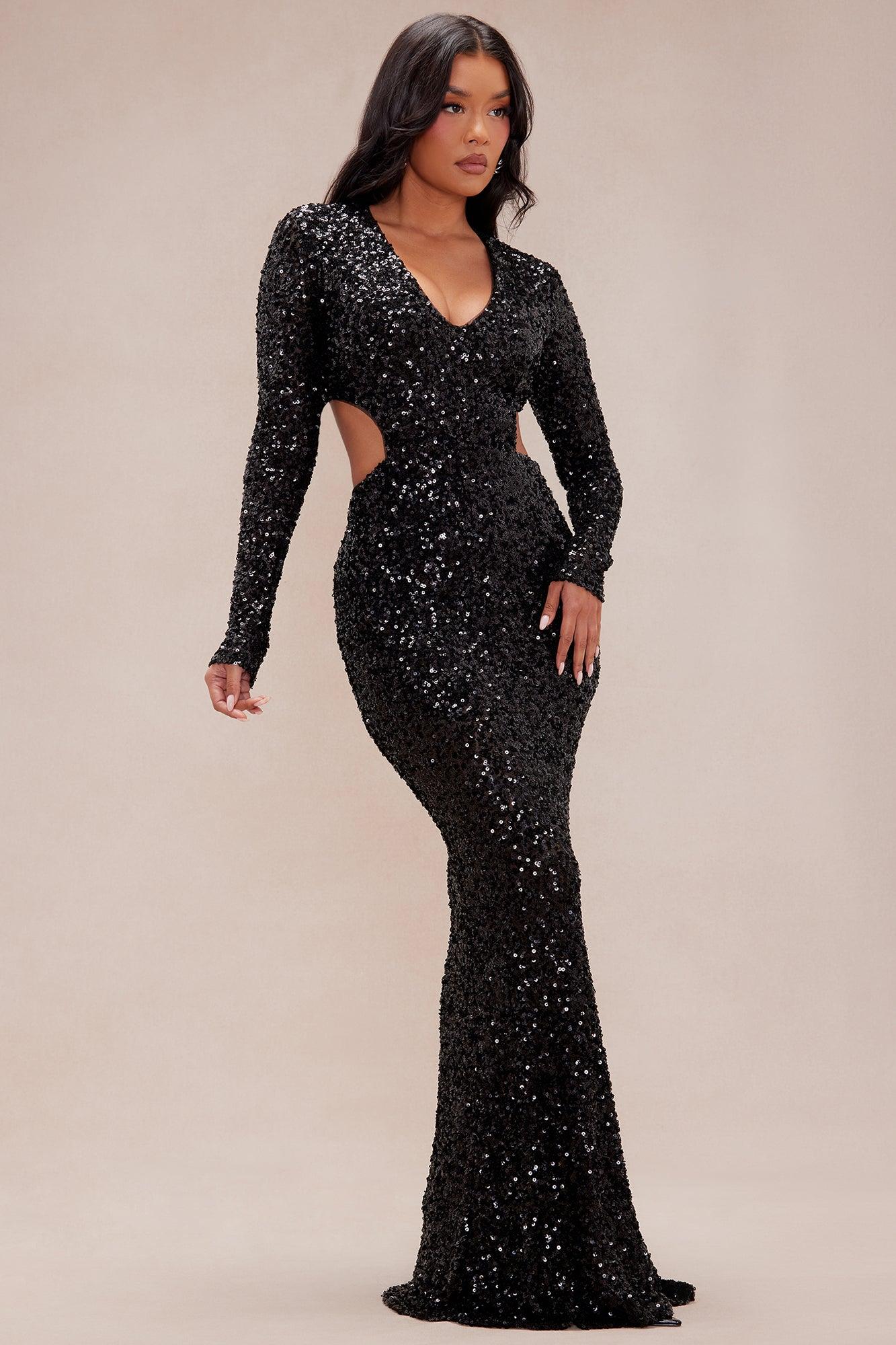 Madeline Embellished Maxi Dress - Black Product Image