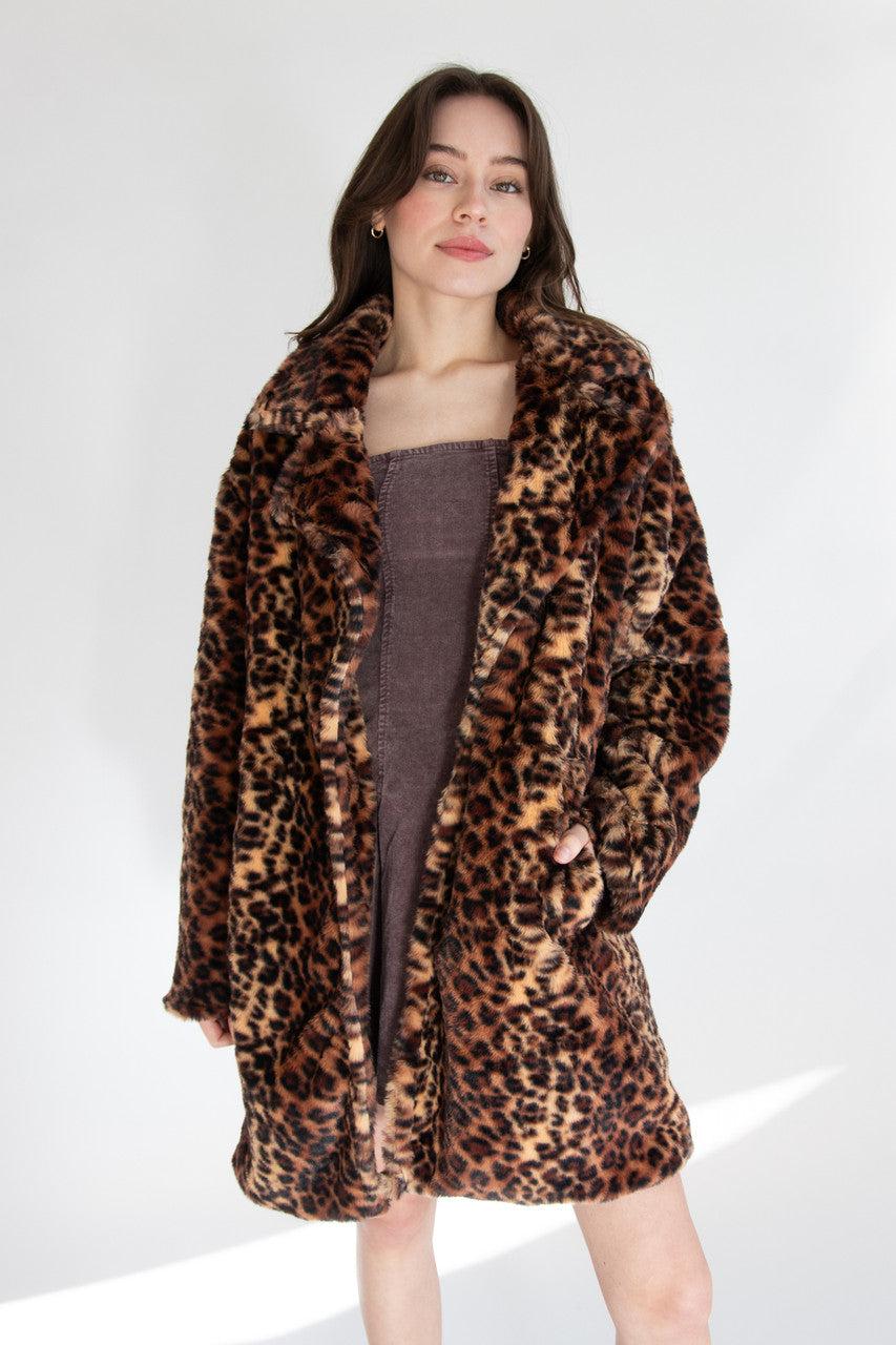 Faux Fur Knee Length Coat Product Image