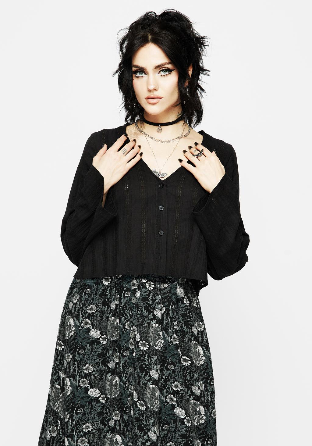 Marcia Broderie Flute Sleeve Button Up Top Product Image