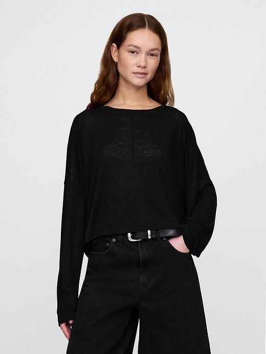 Oversized Linen-Blend Swing Top Product Image