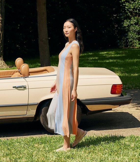 MISOOK Lurex Knit Stripe Scoop Neck Sleeveless Maxi Dress Product Image