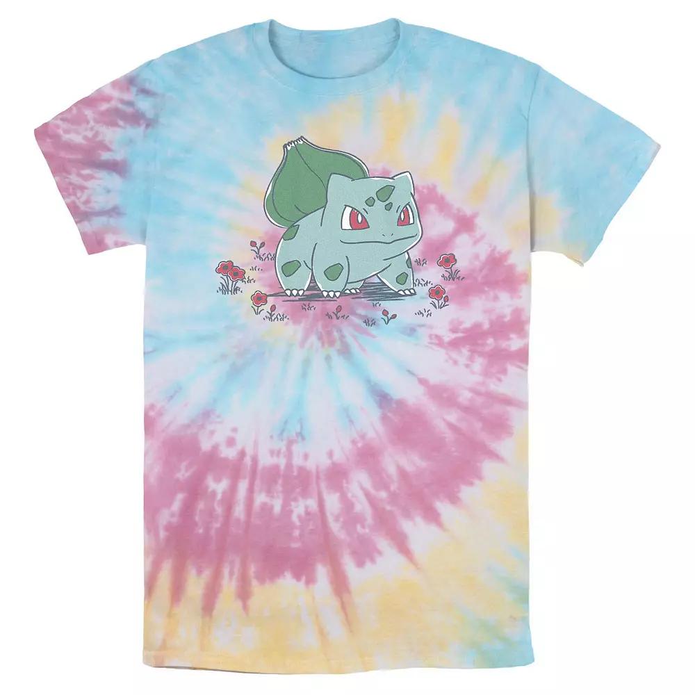 Men's Pokemon Springtime Bulbasaur Tie Dye Graphic Tee, Size: Small, Blue Pink Light Yellow Product Image