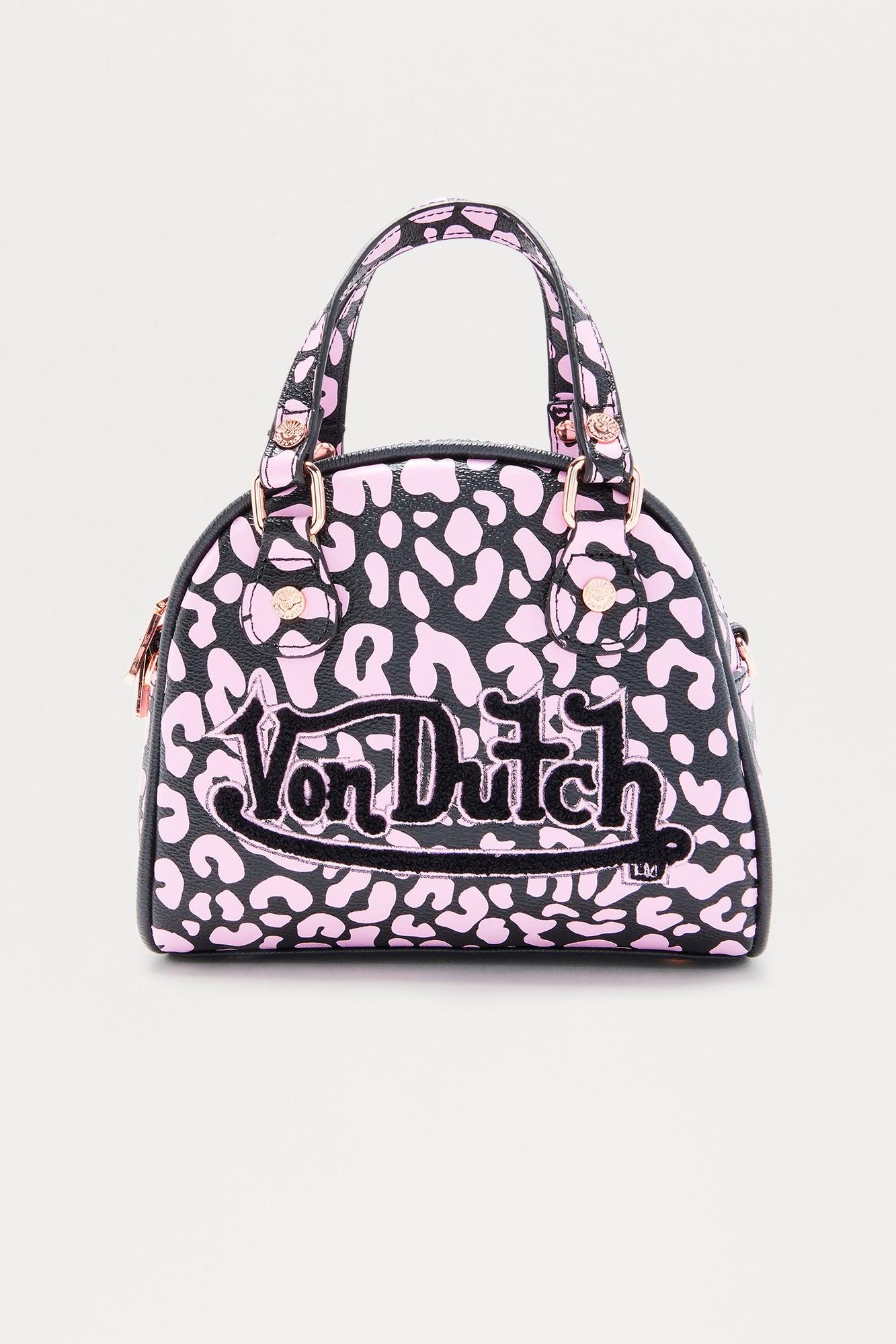 Pink Animal Crush Von Dutch Faux Leather Handbag - Pink/combo Female Product Image