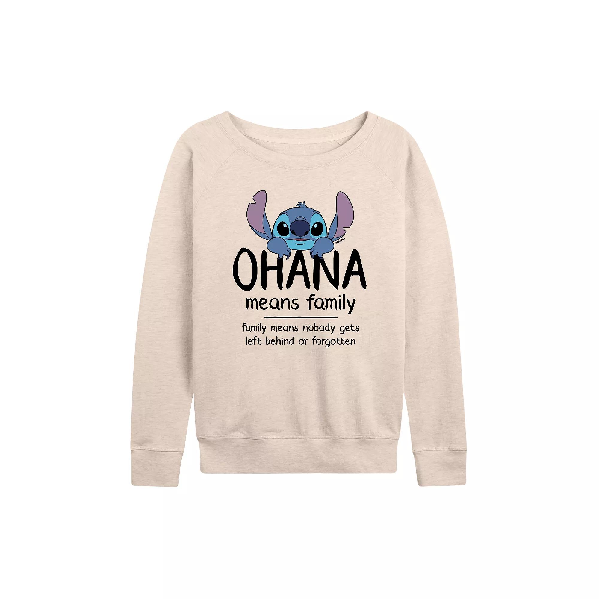 Disney's Lilo & Stitch Women's Ohana Means Family French Terry Long Sleeve Tee,  Product Image