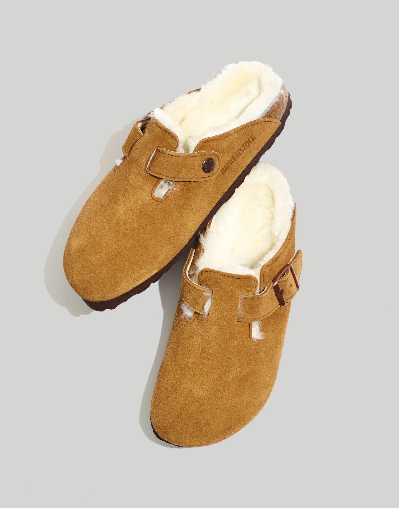 Birkenstock® Suede Boston Clogs in Shearling Product Image