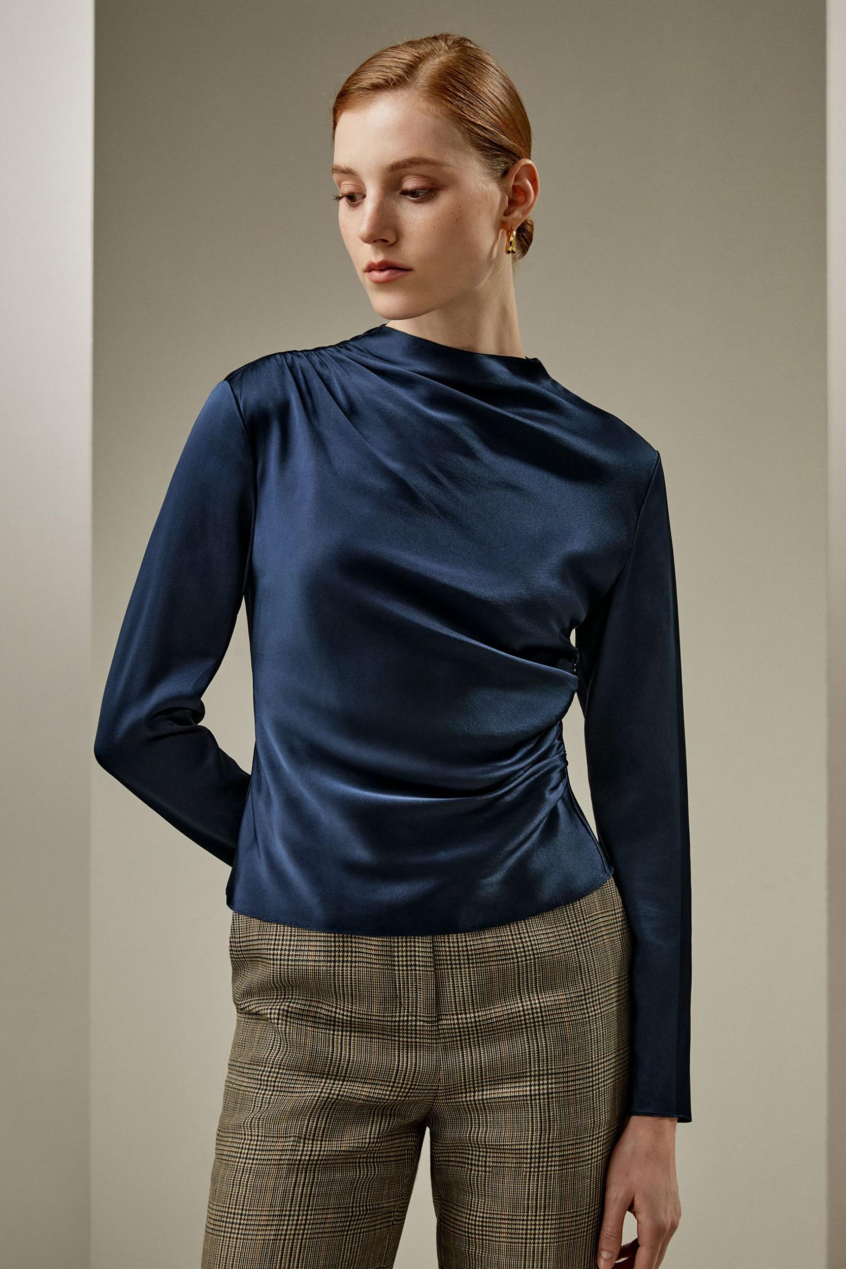 LILYSILK Silk Shirt Women - Silvergray Silk - Casual Asymmetrical Hem Shirt 6 Product Image