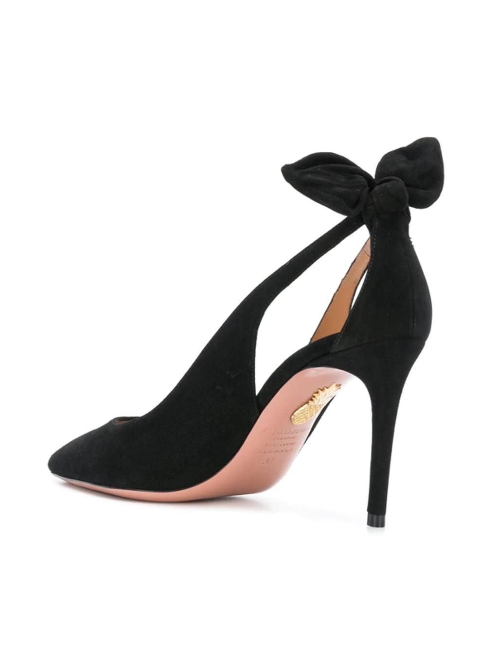 AQUAZZURA Bow Tie 85 Suede Pumps In Black Product Image