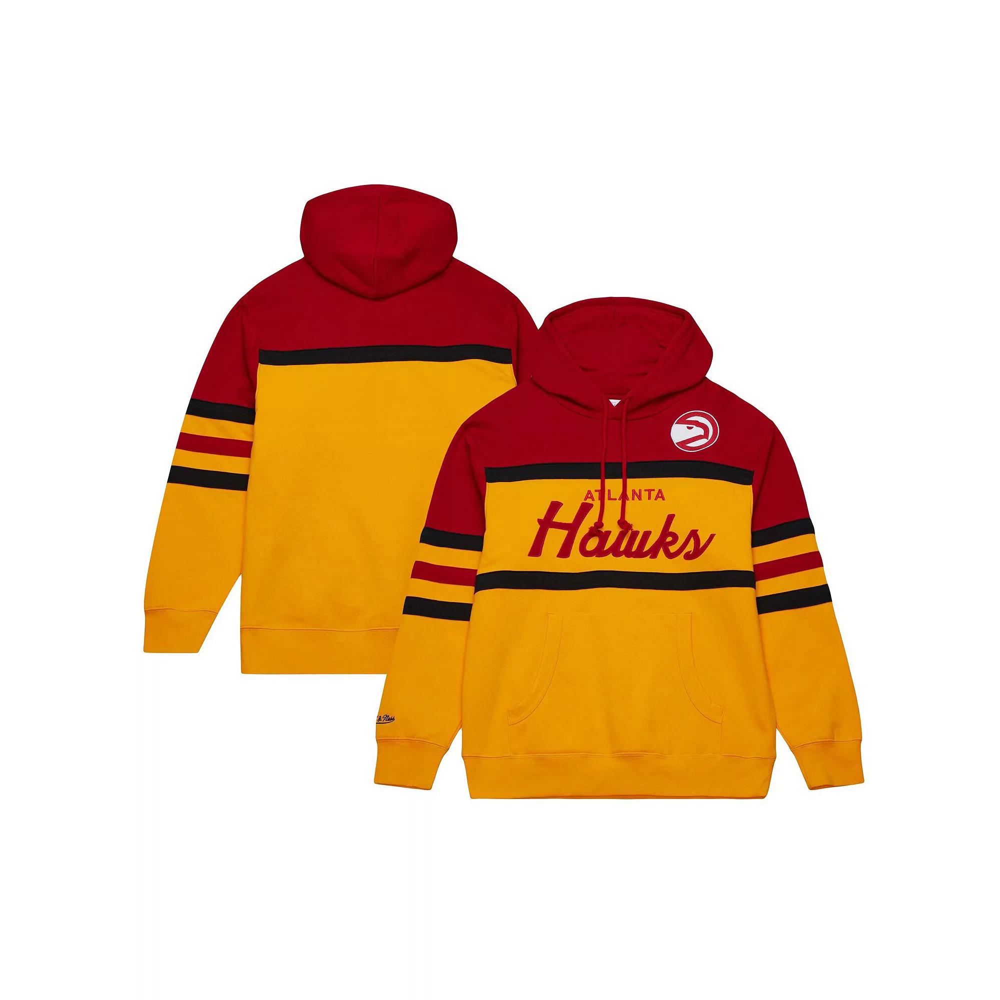 Men's Mitchell & Ness Gold/Red Atlanta Hawks Head Coach Pullover Hoodie, Size: XL Product Image
