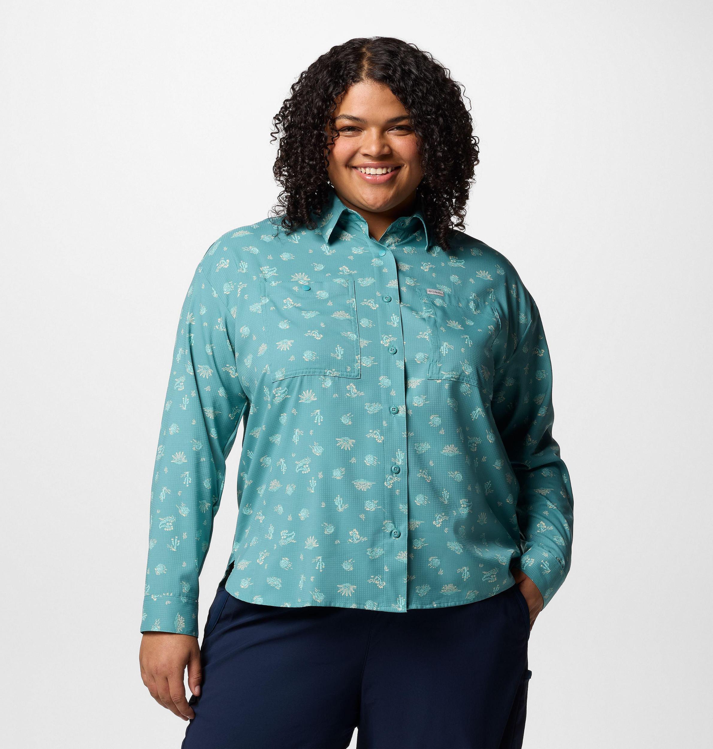 Columbia Womens Silver Ridge Utility Patterned Long Sleeve Shirt - Plus Size- Product Image