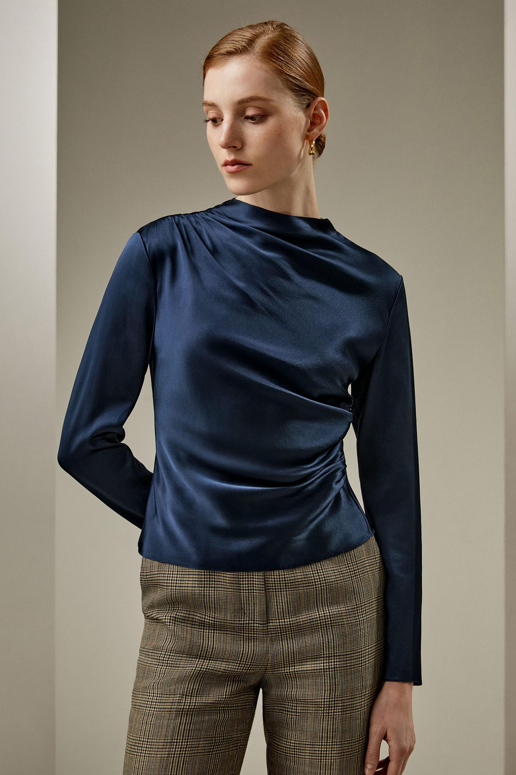 LILYSILK Silk Shirt Women - Silvergray Silk - Casual Asymmetrical Hem Shirt 6 Product Image