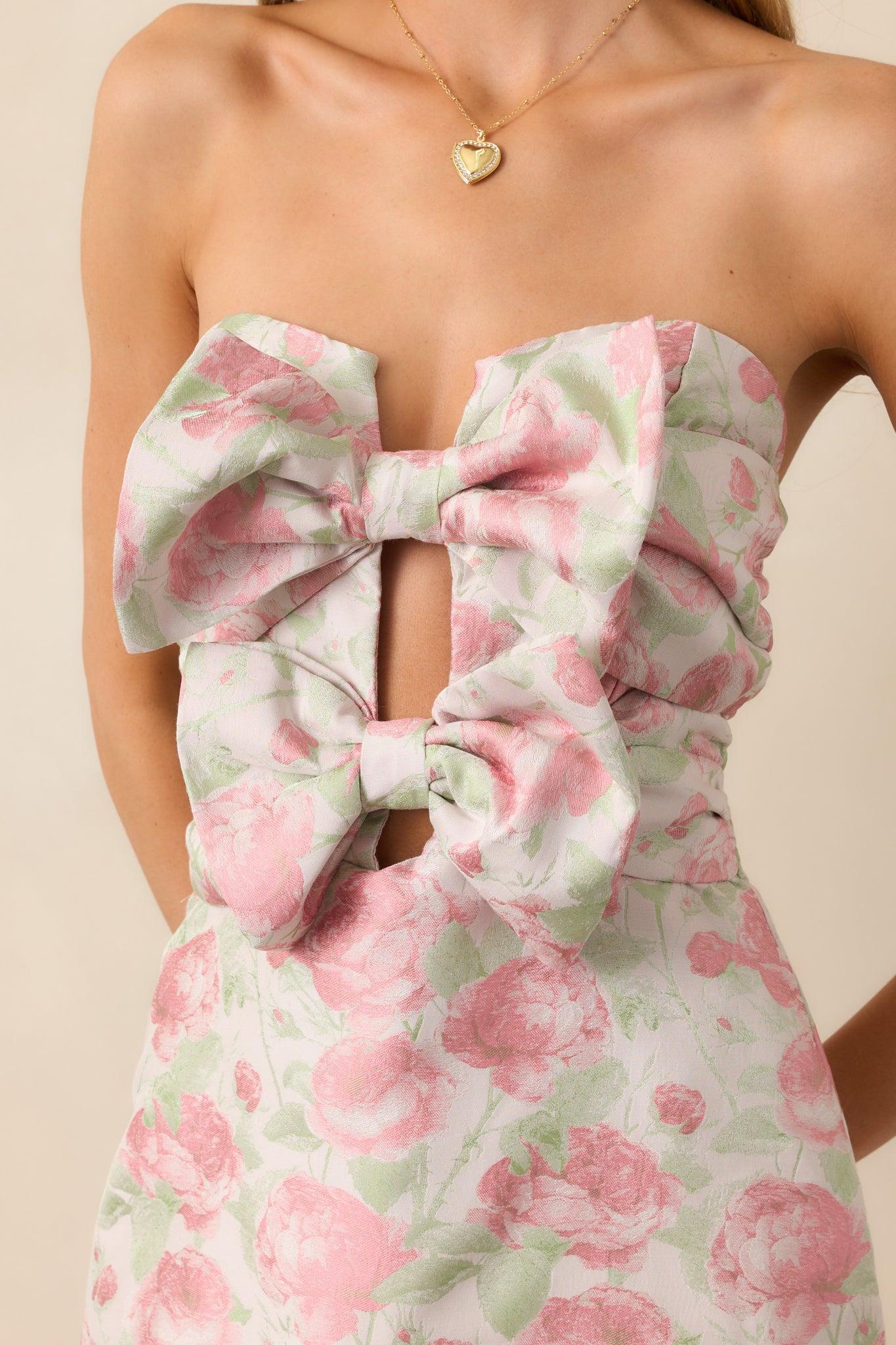 Night To Remember Pink Floral Strapless Mini Dress Product Image