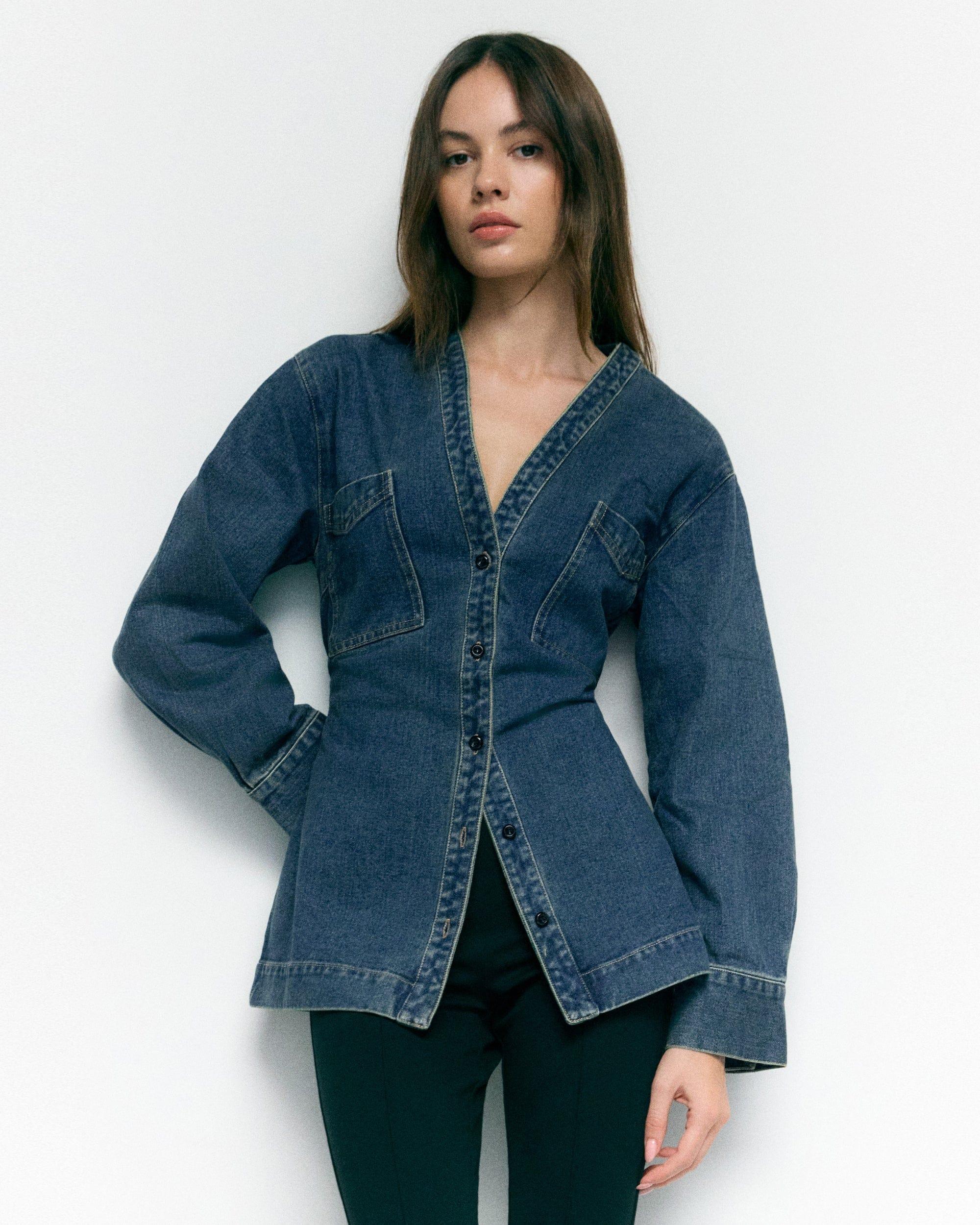 Emmett Structured-Sleeve Denim Jacket Product Image