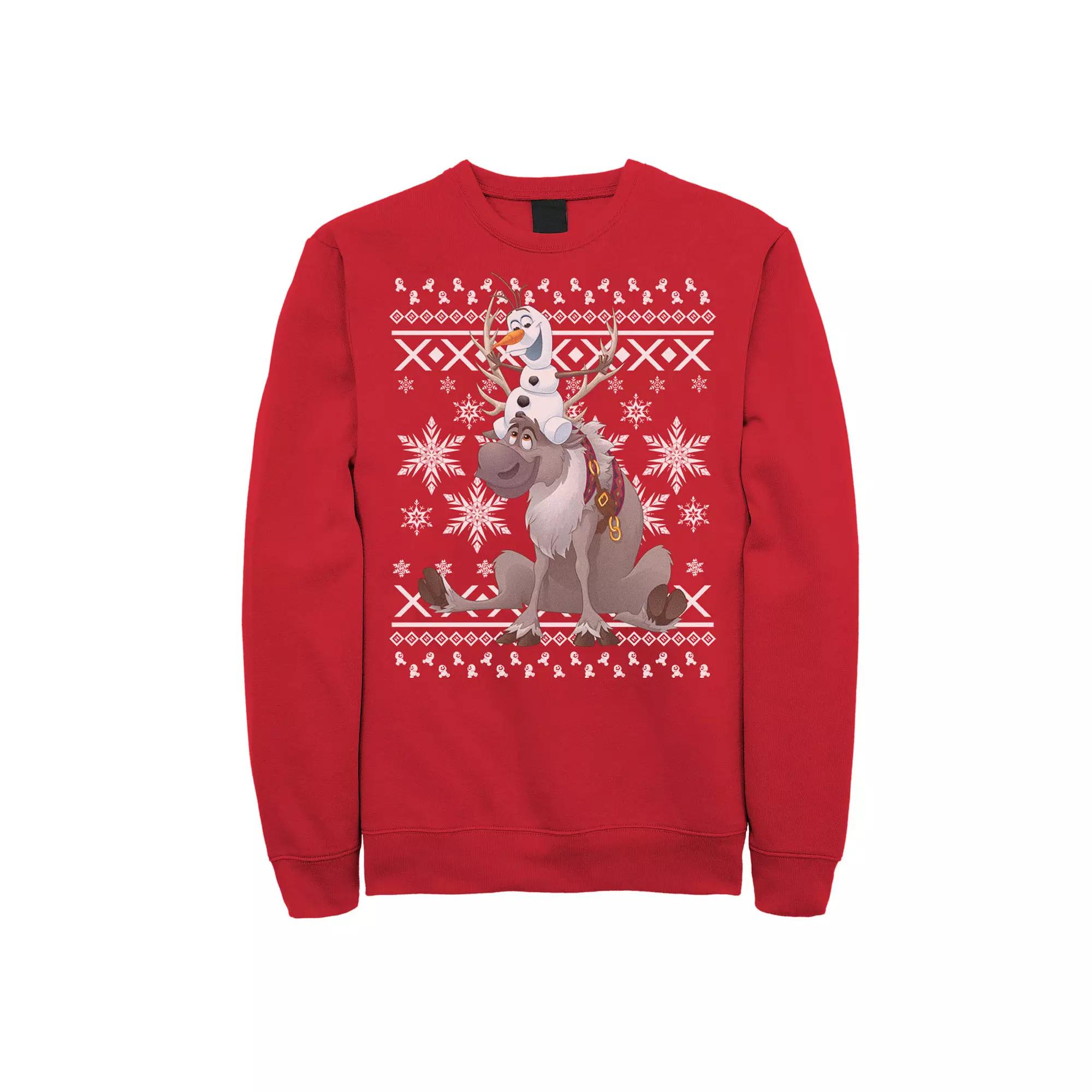 Disney's Frozen Olaf Sven Men's Riding Antlers Ugly Sweatshirt, Size: XL, Red Product Image