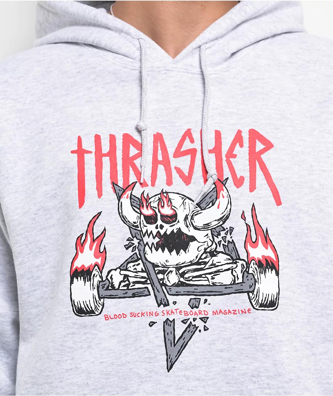 Thrasher x Toy Machine Monster Gram Heather Grey Hoodie Product Image
