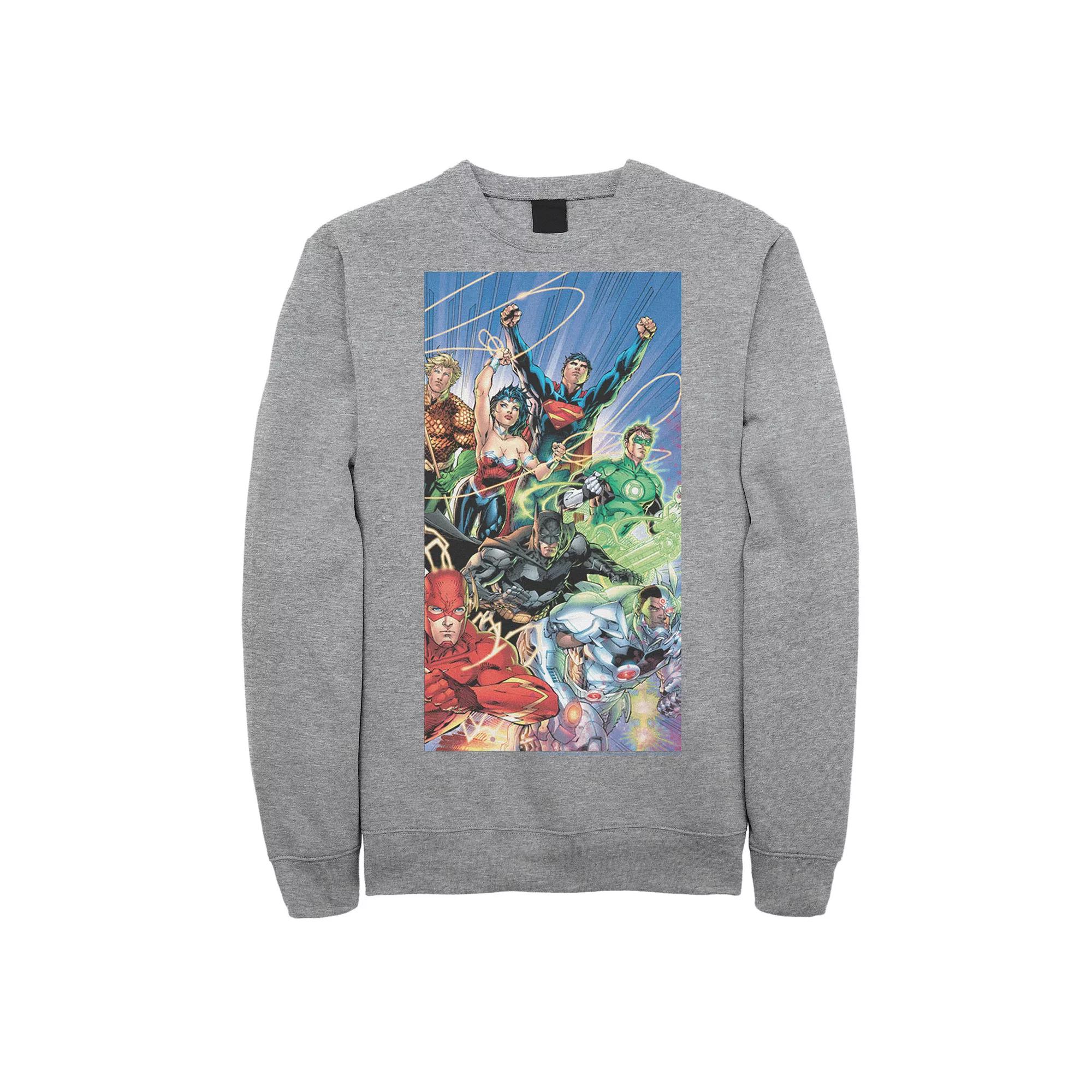 Men's Justice League Fandom Collage Poster Sweatshirt,  Product Image