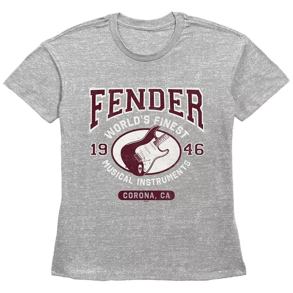 Women's Fender World's Finest Musical Instruments Basic Fit Graphic Tee, Girl's, Size: XXL, Grey Gray Product Image