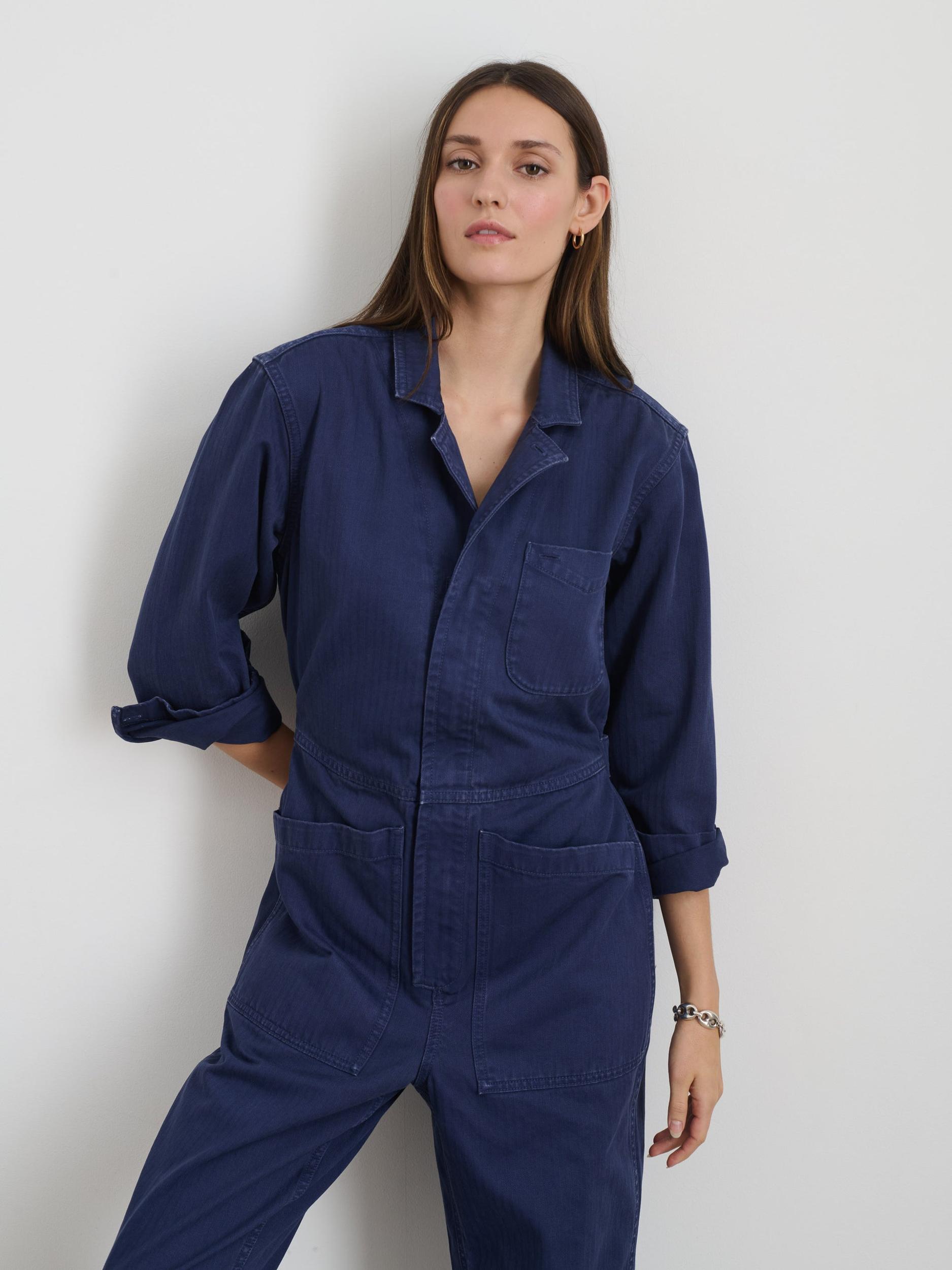 Standard Zip Jumpsuit in Herringbone Product Image
